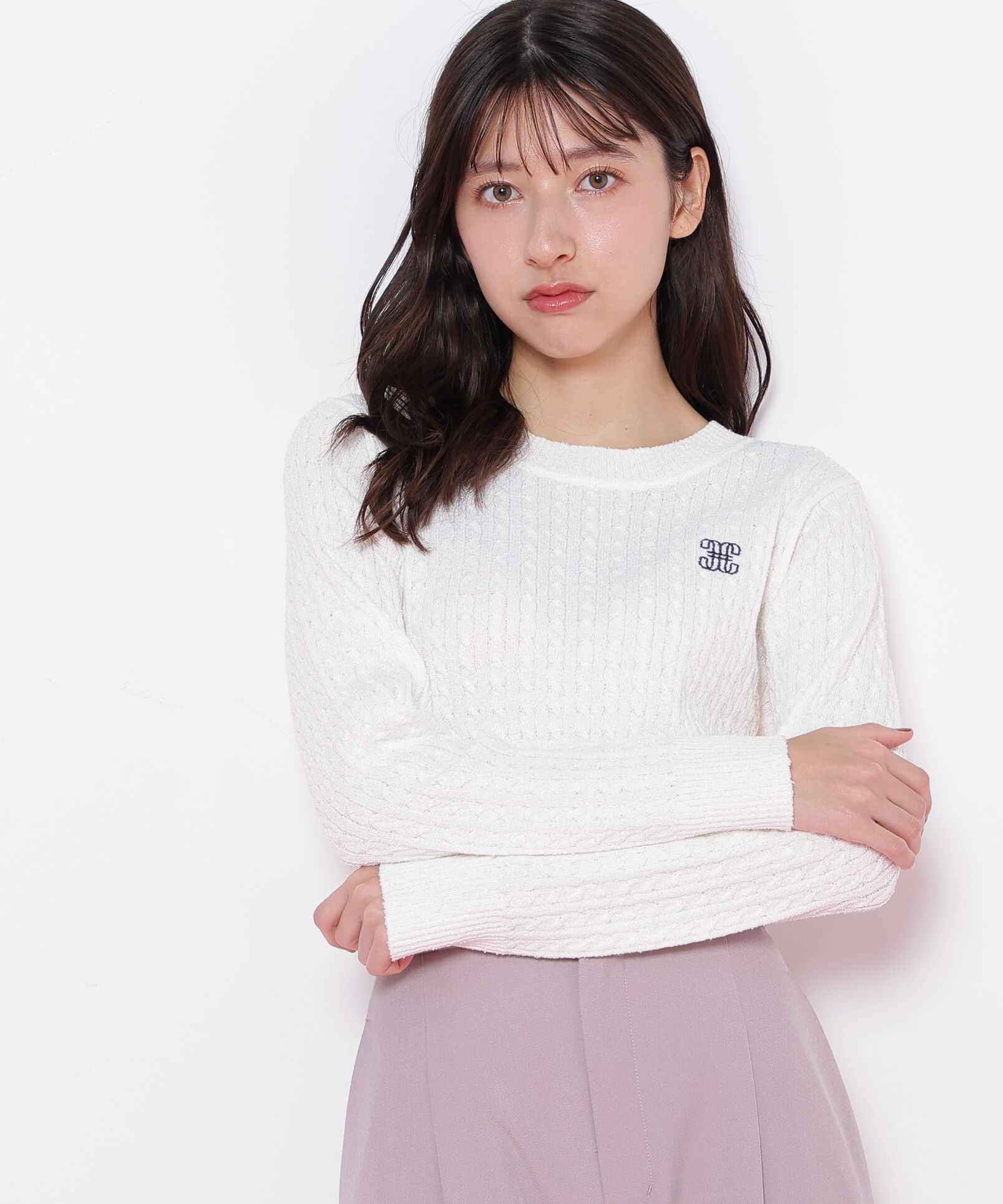  「ミニブークレーケーブルニット」|ニット・セーター|