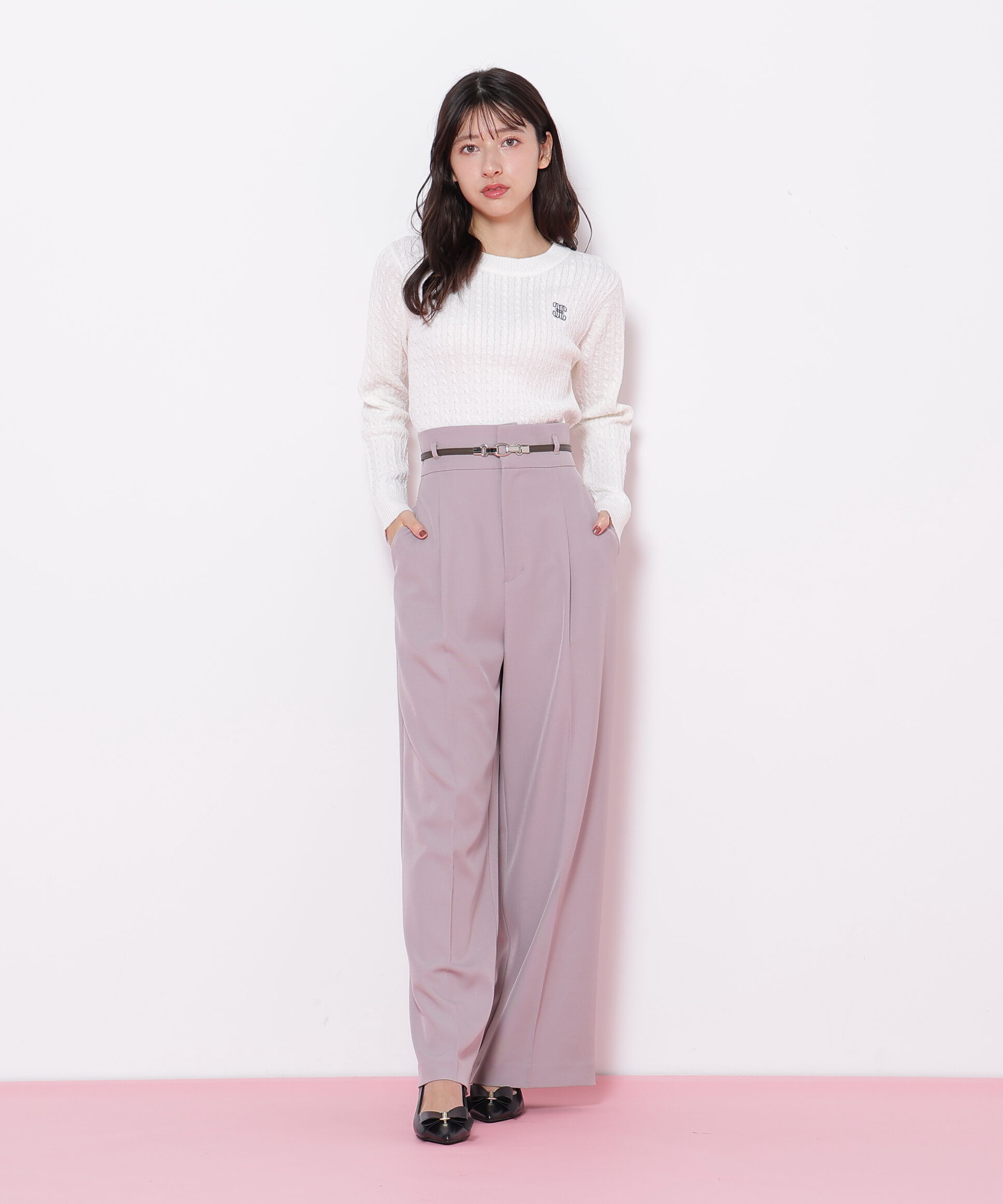  「ミニブークレーケーブルニット」|ニット・セーター|