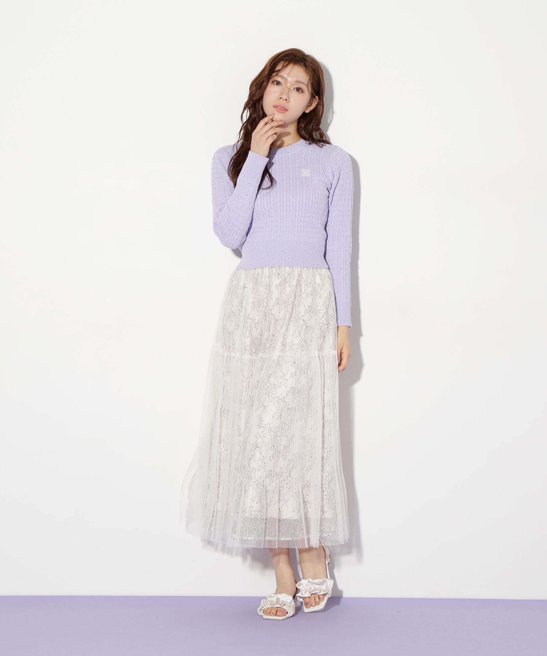  「ミニブークレーケーブルニット」|ニット・セーター|