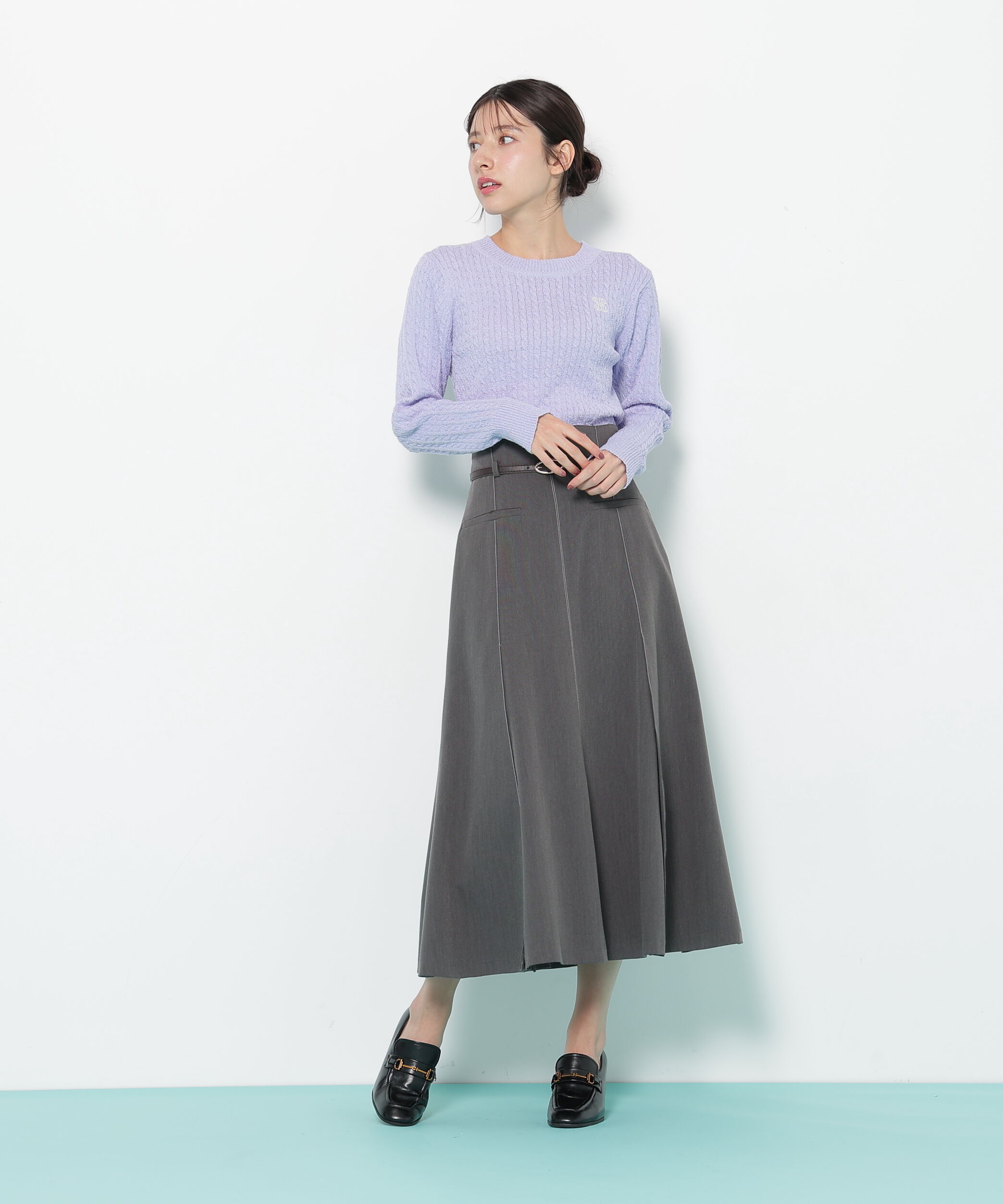  「ミニブークレーケーブルニット」|ニット・セーター|