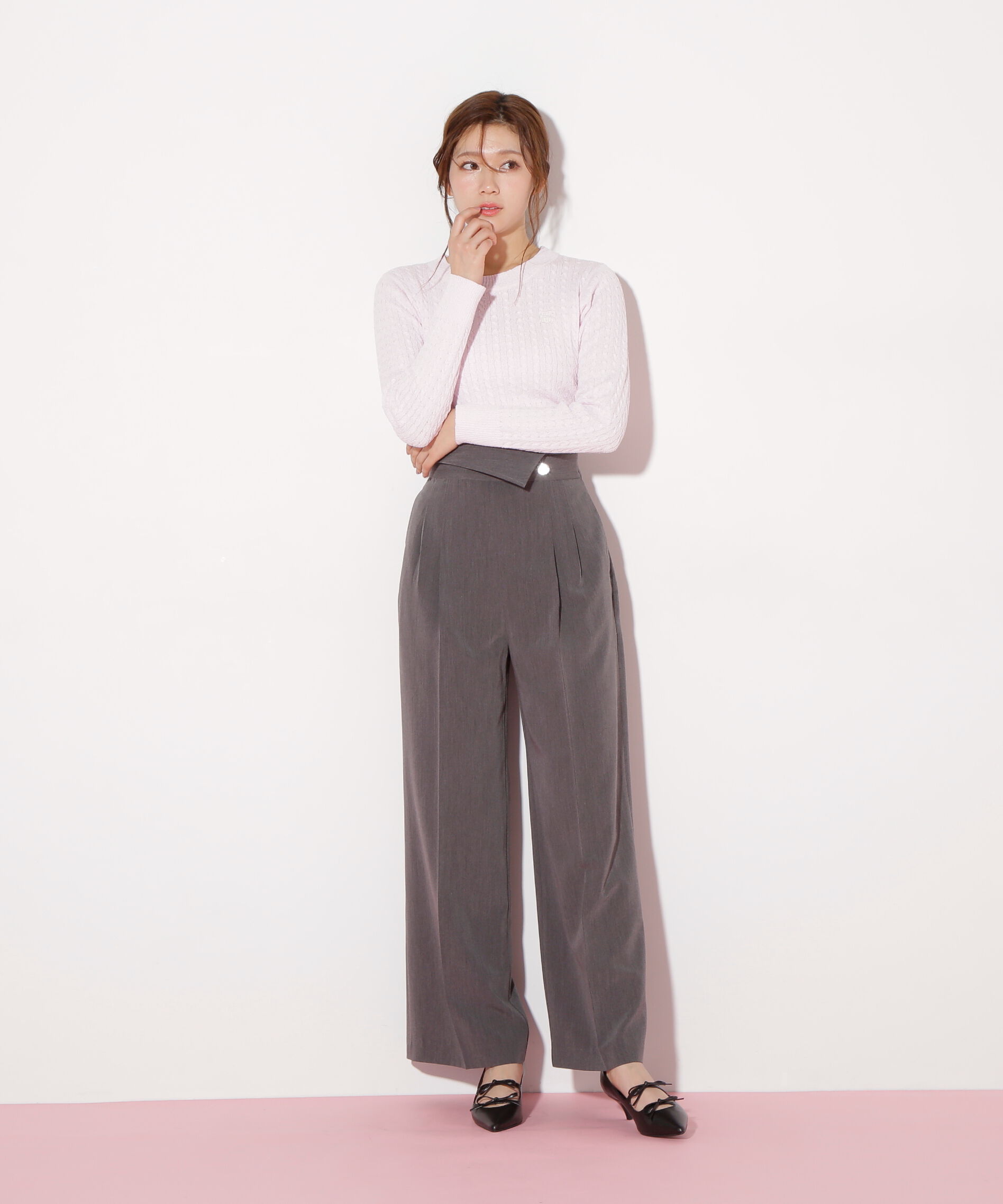  「ミニブークレーケーブルニット」|ニット・セーター|