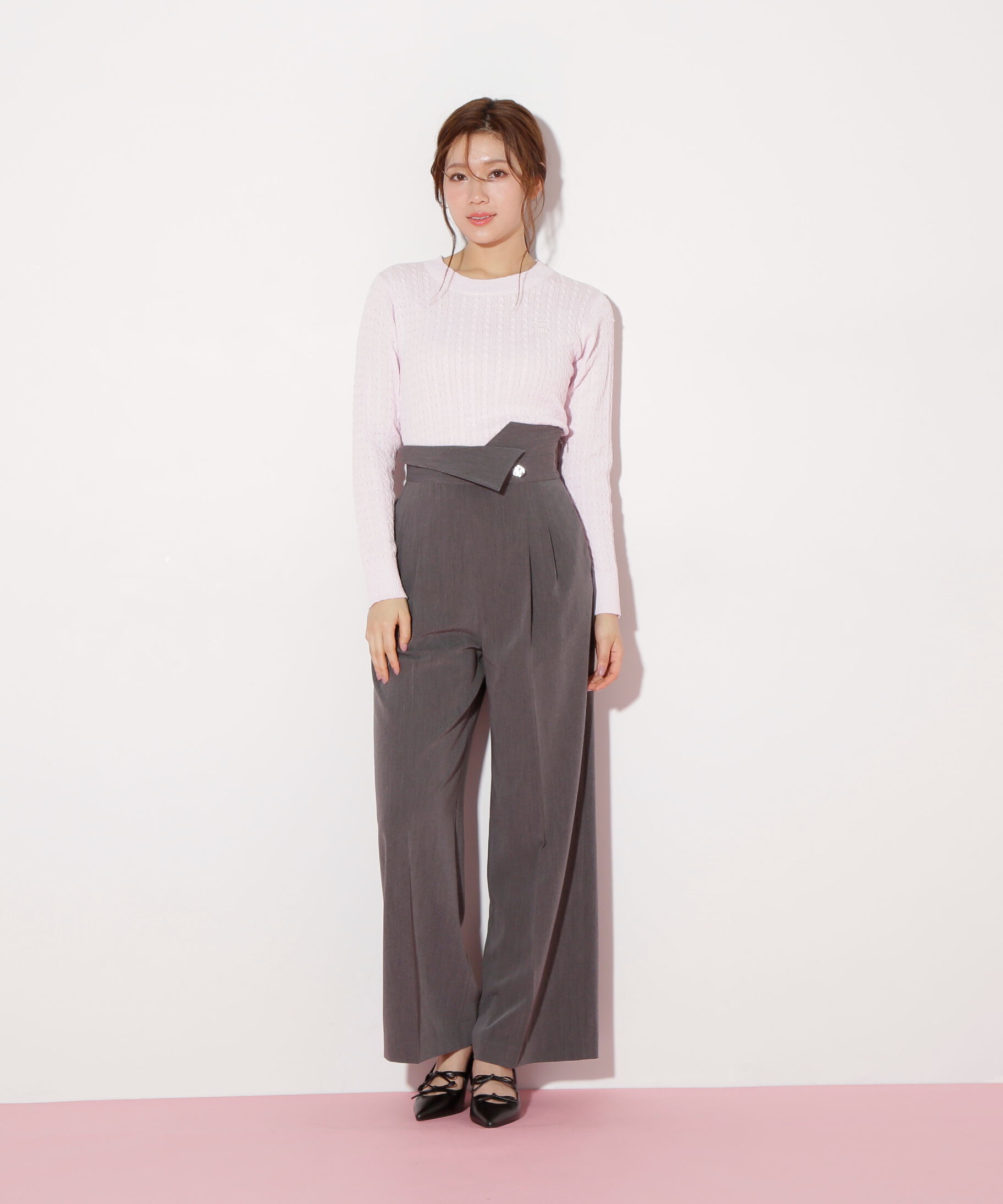  「ミニブークレーケーブルニット」|ニット・セーター|