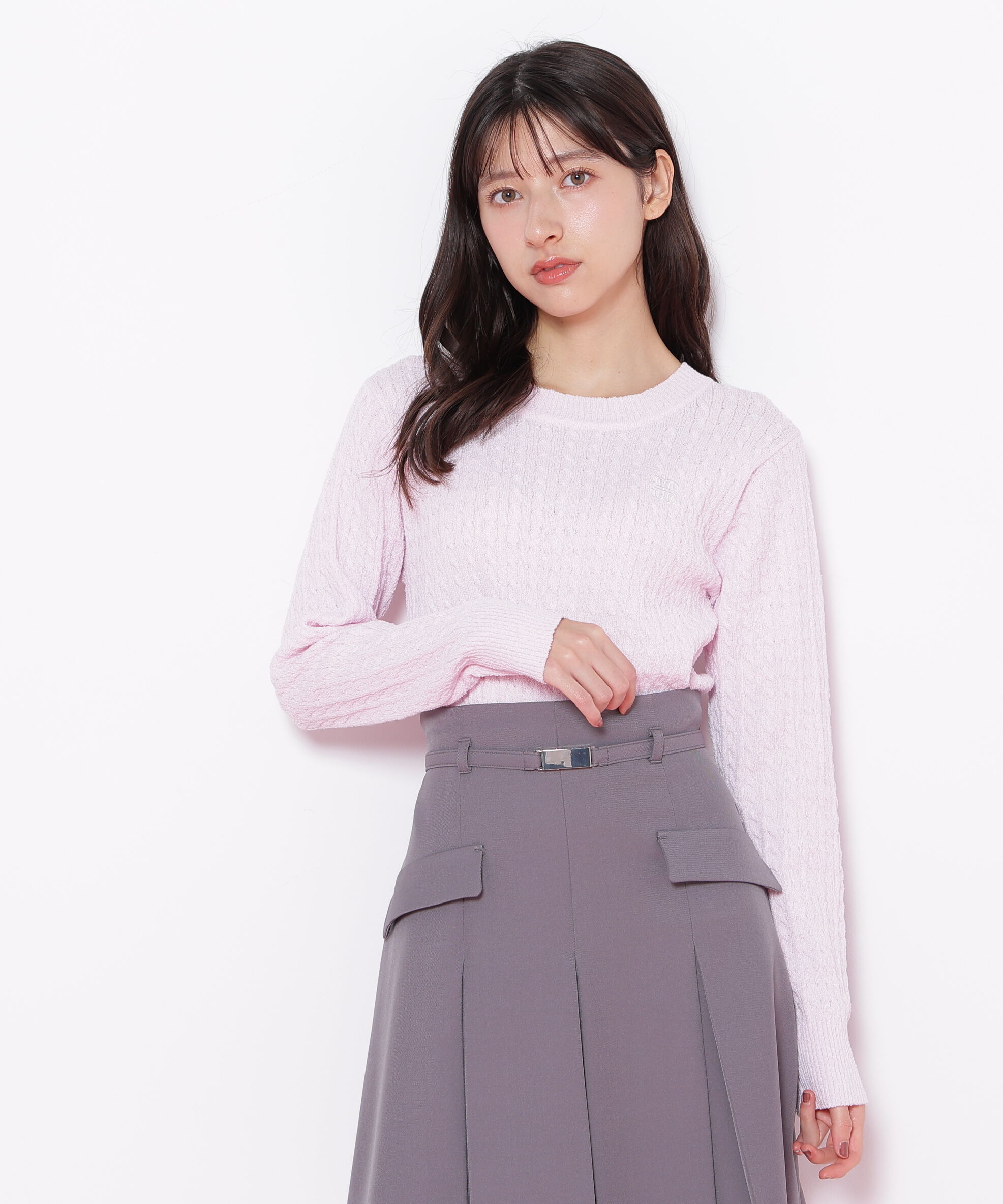  「ミニブークレーケーブルニット」|ニット・セーター|