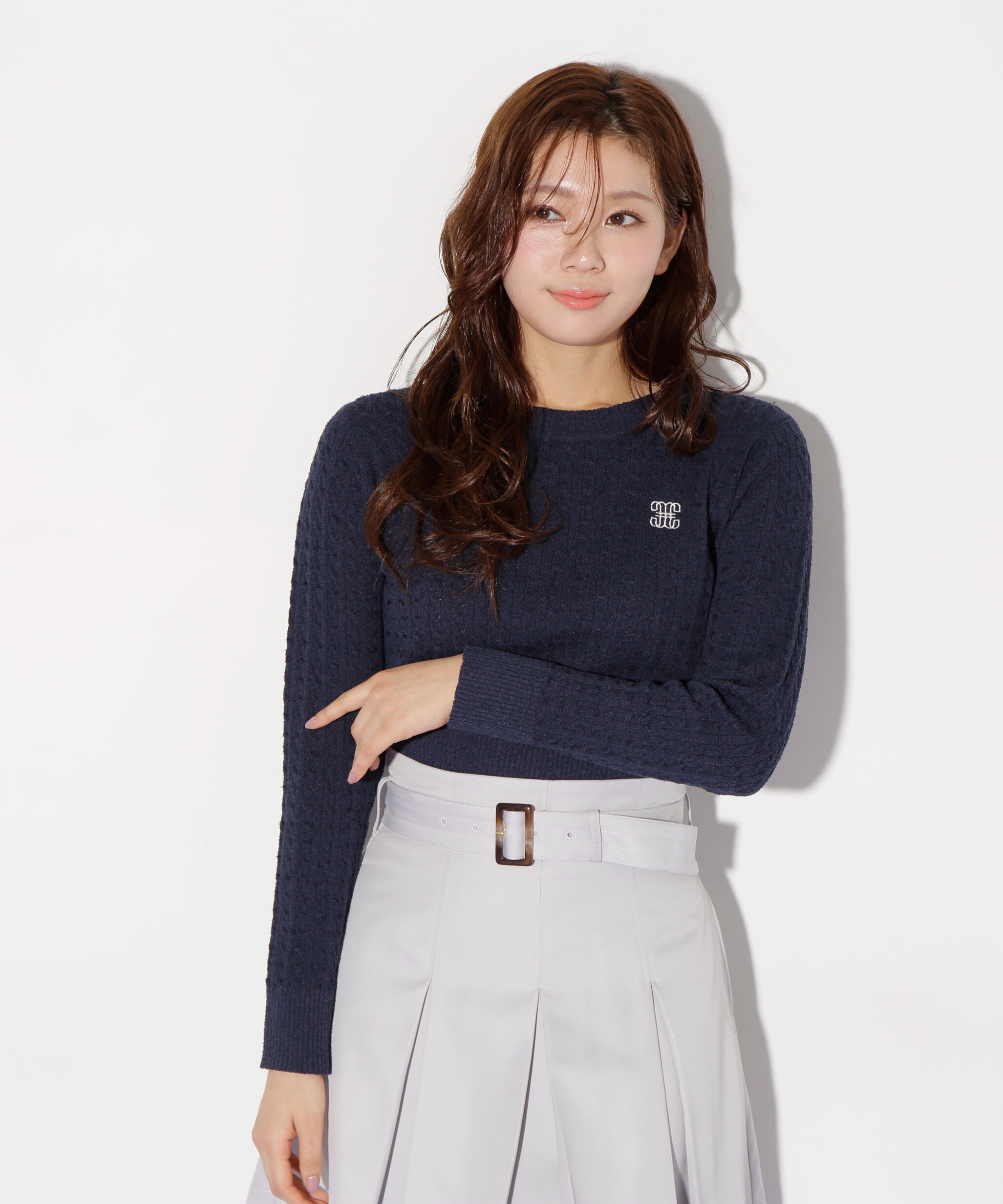  「ミニブークレーケーブルニット」|ニット・セーター|