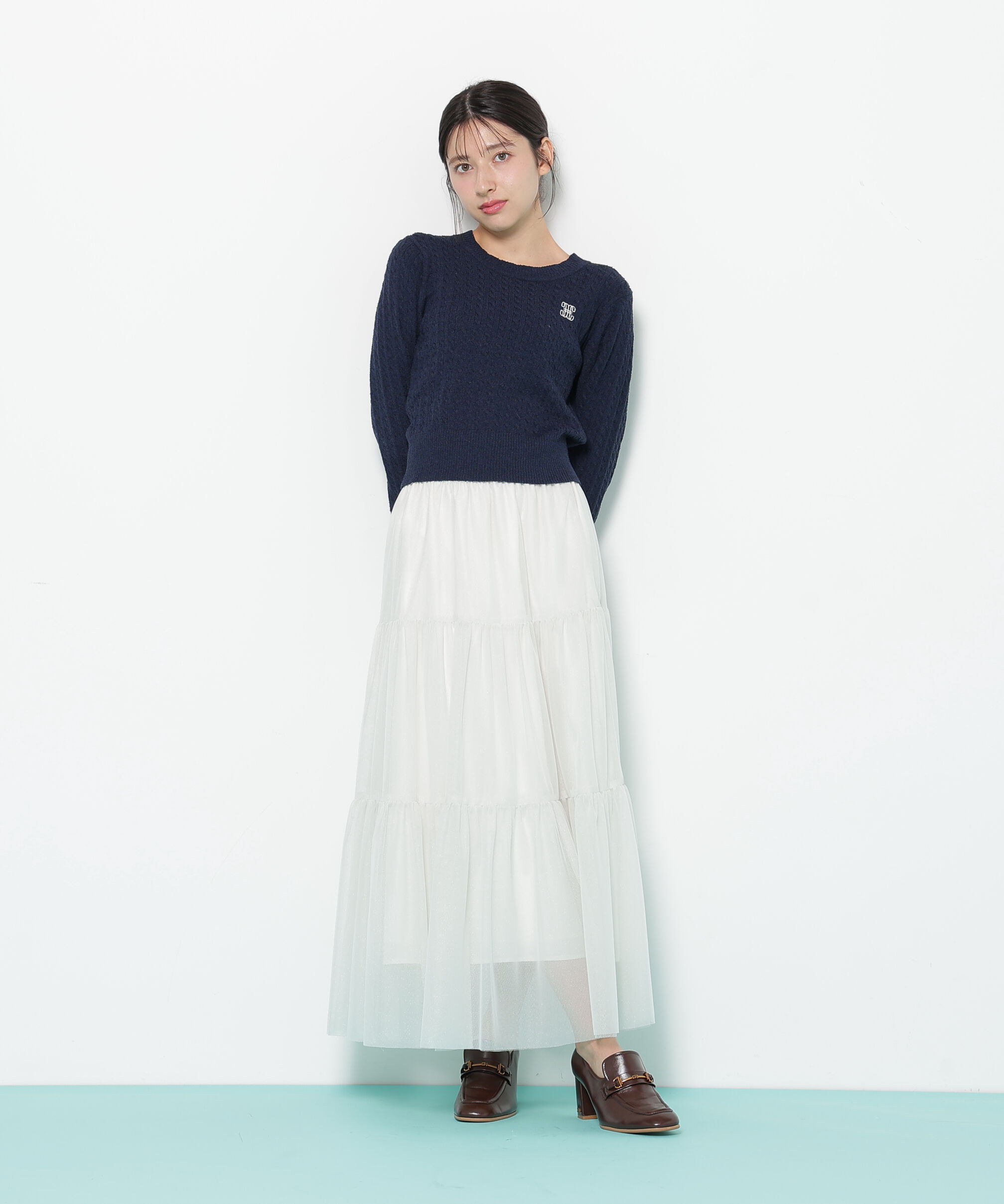  「ミニブークレーケーブルニット」|ニット・セーター|