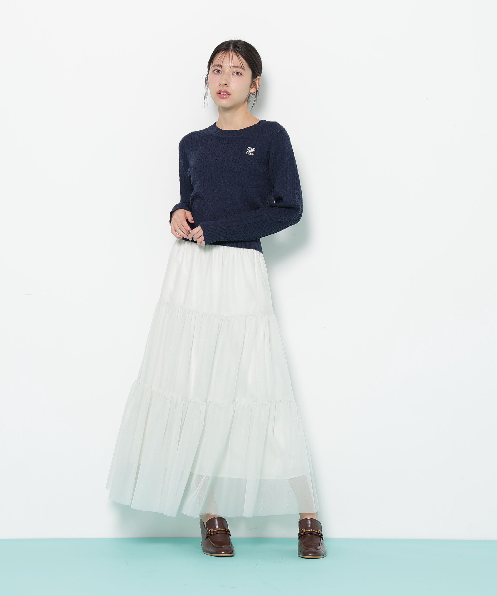  「ミニブークレーケーブルニット」|ニット・セーター|