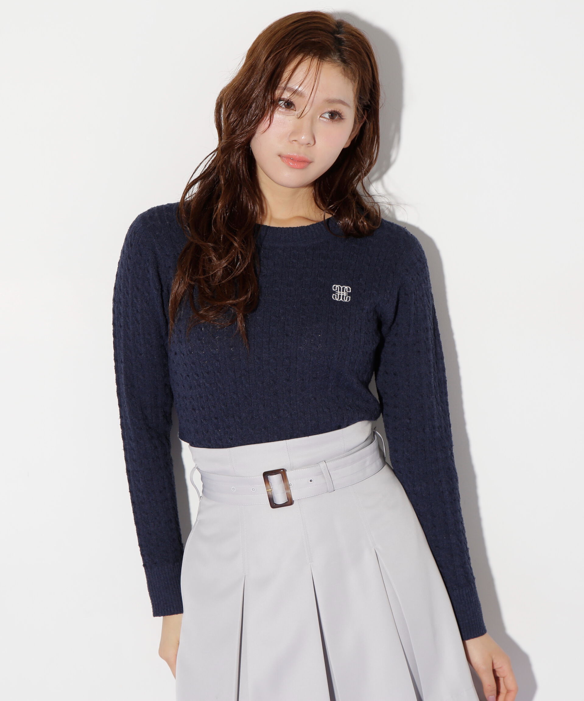  「ミニブークレーケーブルニット」|ニット・セーター|