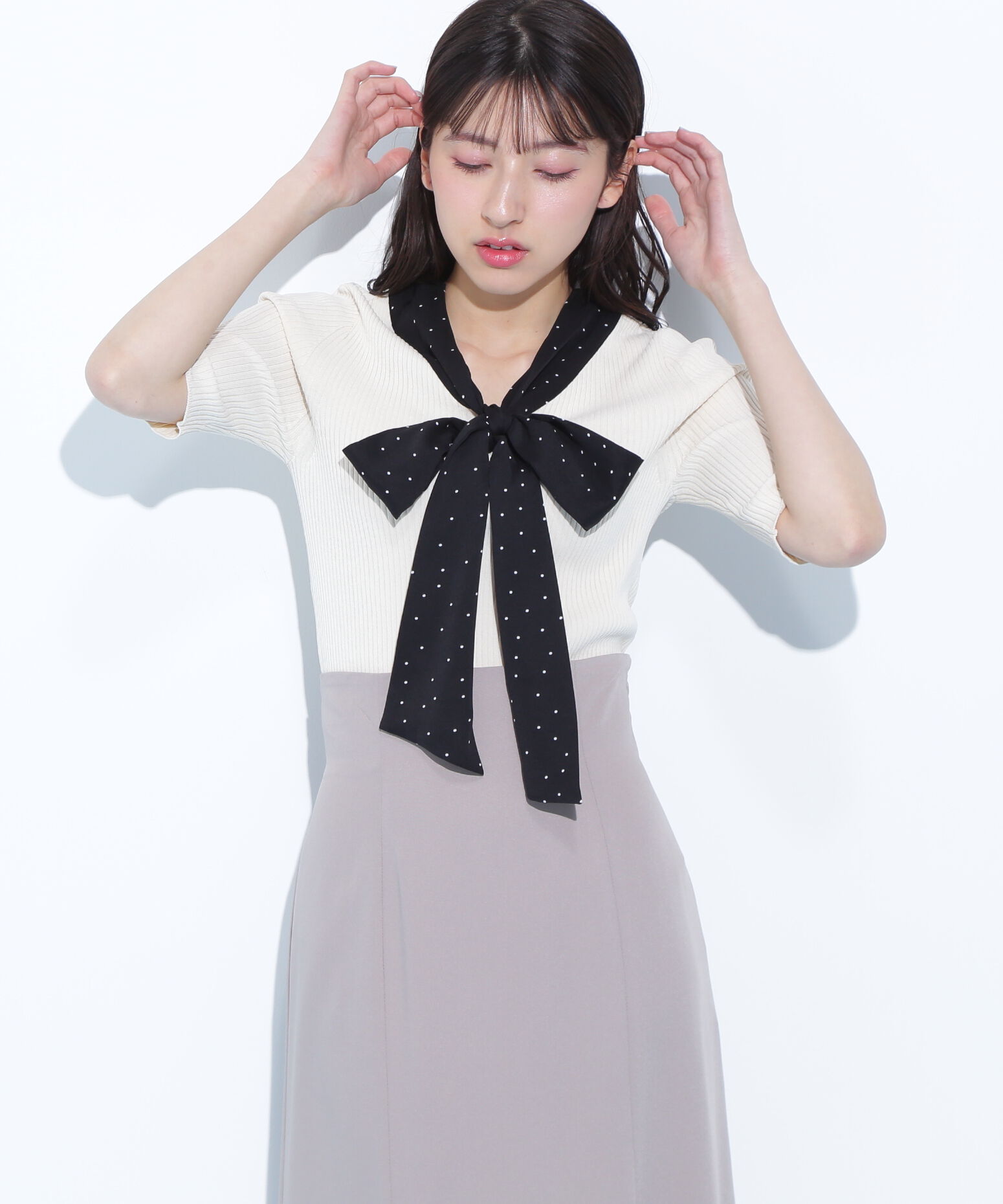  「ボウタイリブニット」|ニット・セーター|