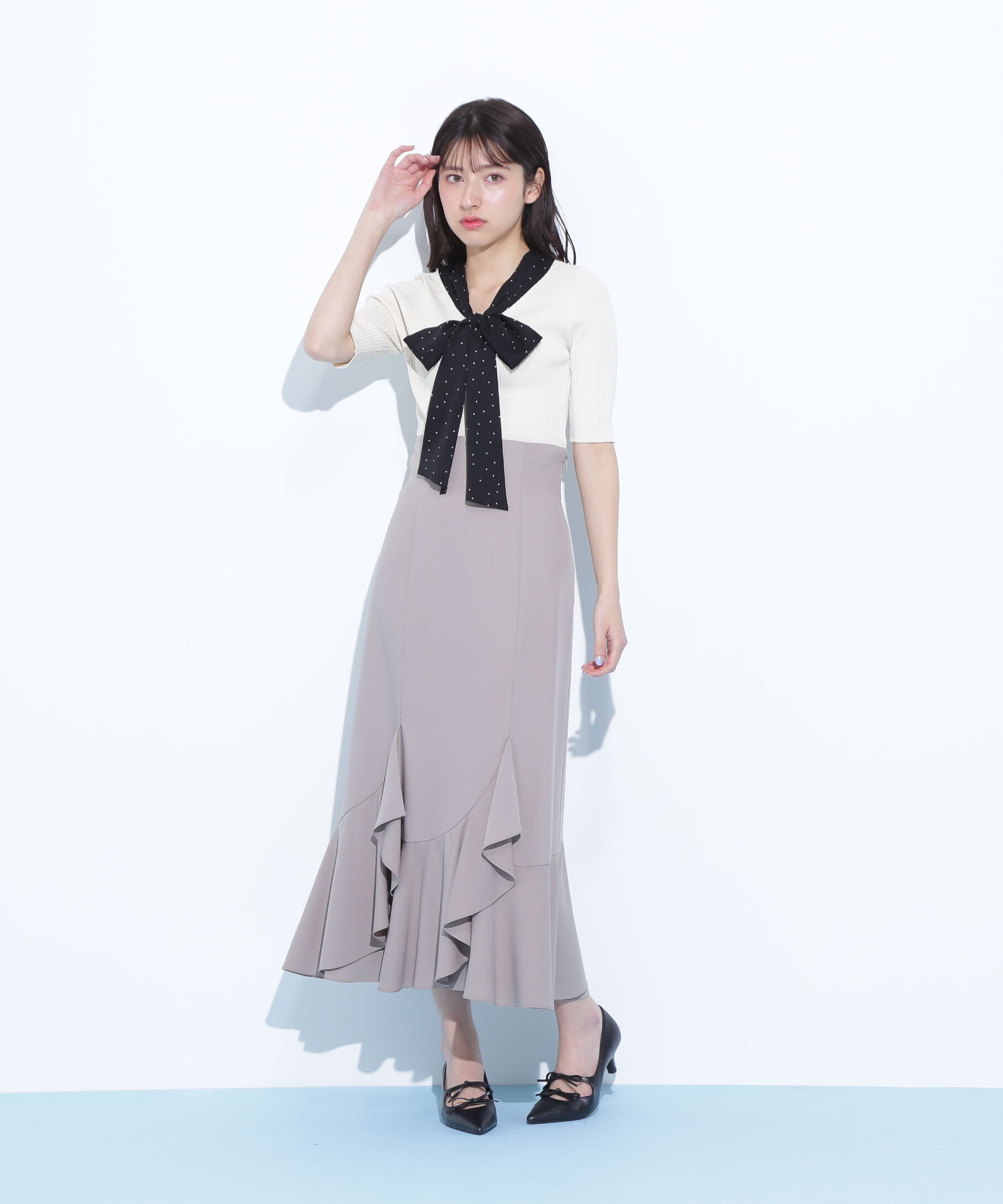  「ボウタイリブニット」|ニット・セーター|