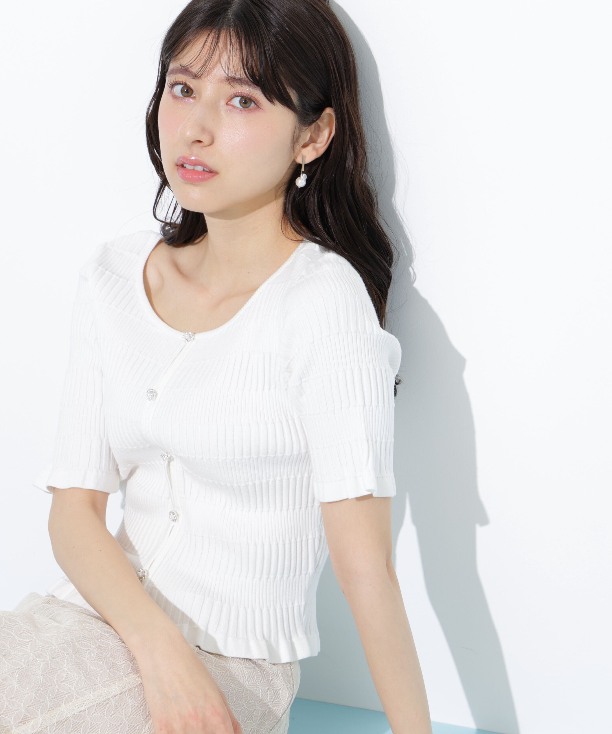  「前後2way変形リブニット」|ニット・セーター|