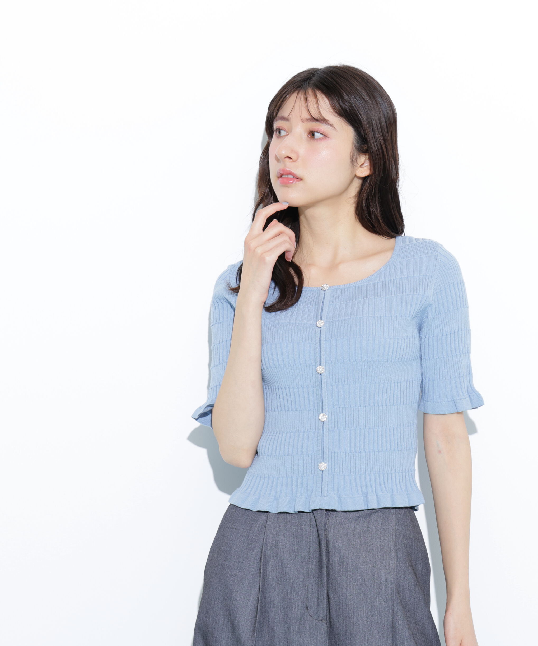  「前後2way変形リブニット」|ニット・セーター|