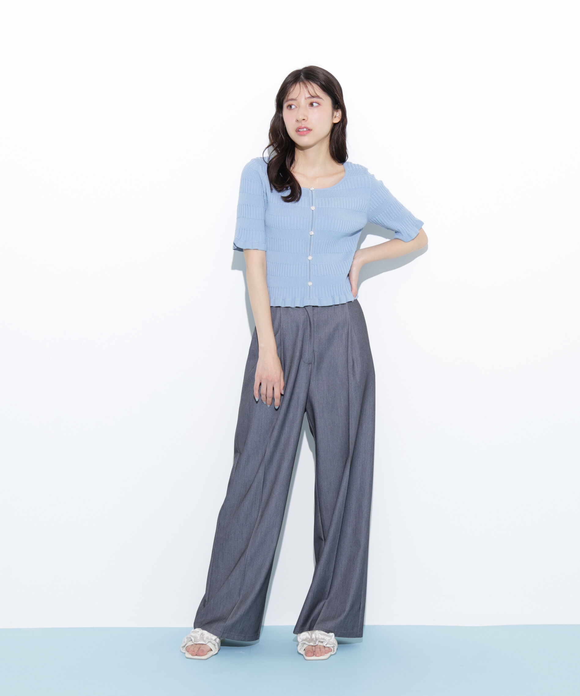  「前後2way変形リブニット」|ニット・セーター|