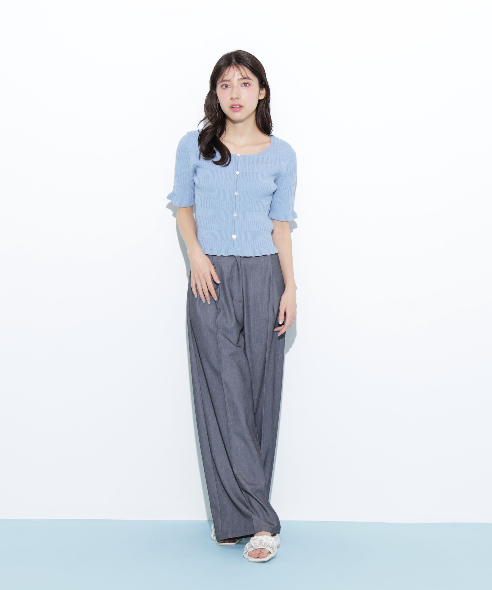  「前後2way変形リブニット」|ニット・セーター|