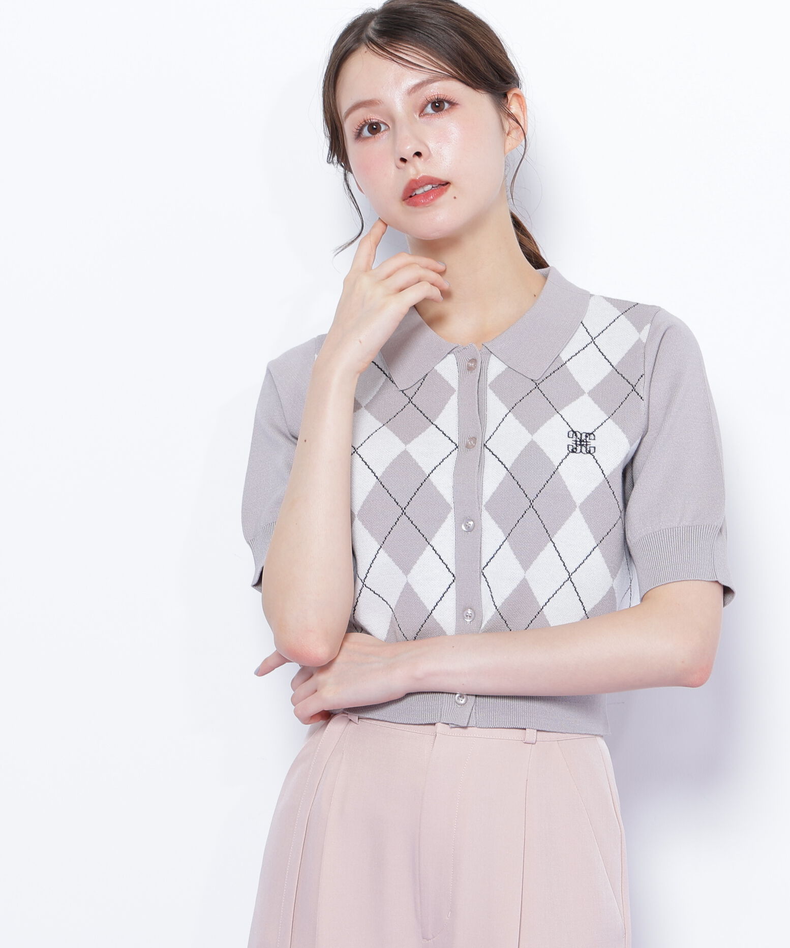  「ポロ衿アーガイルニット」|ニット・セーター|