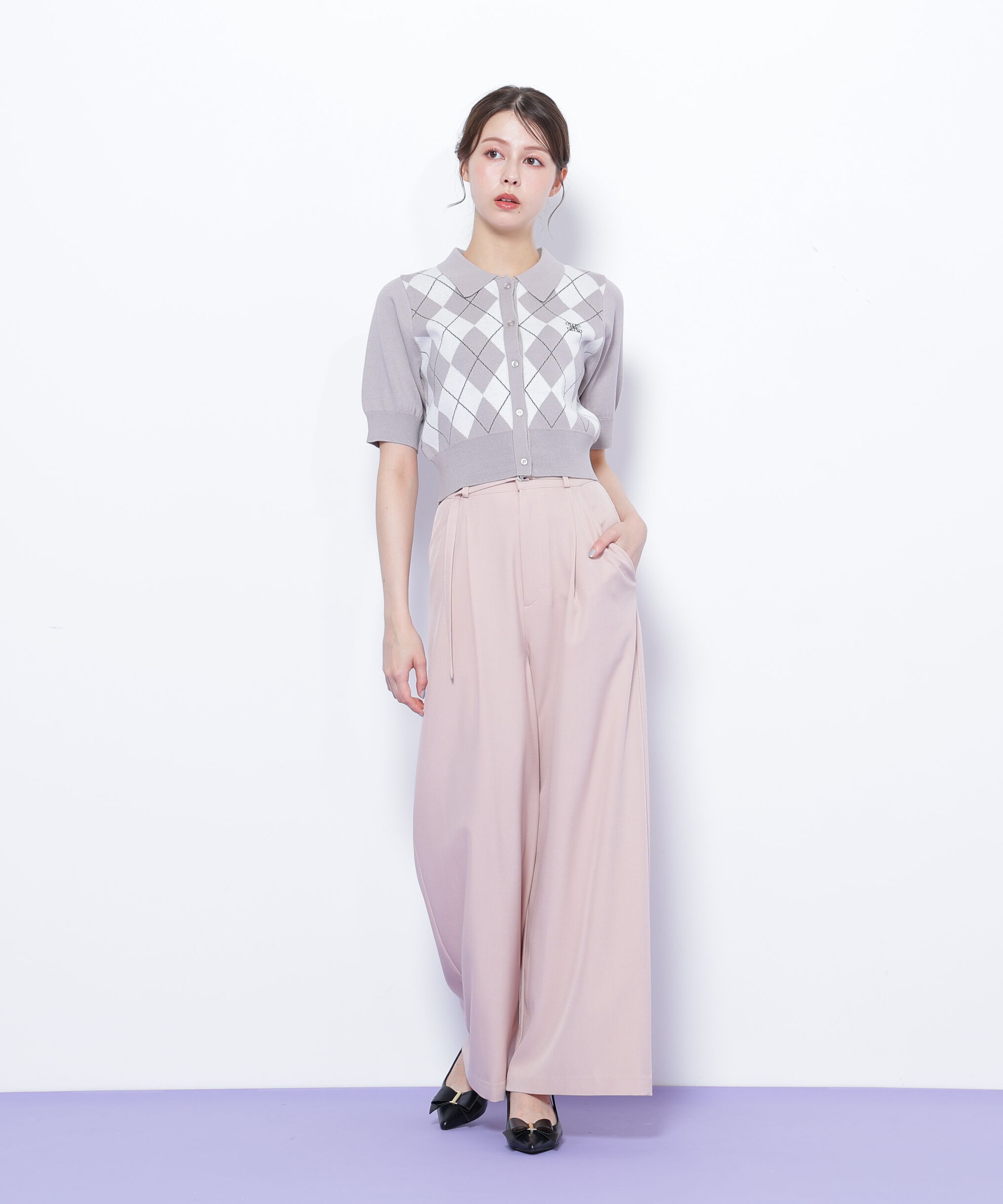  「ポロ衿アーガイルニット」|ニット・セーター|