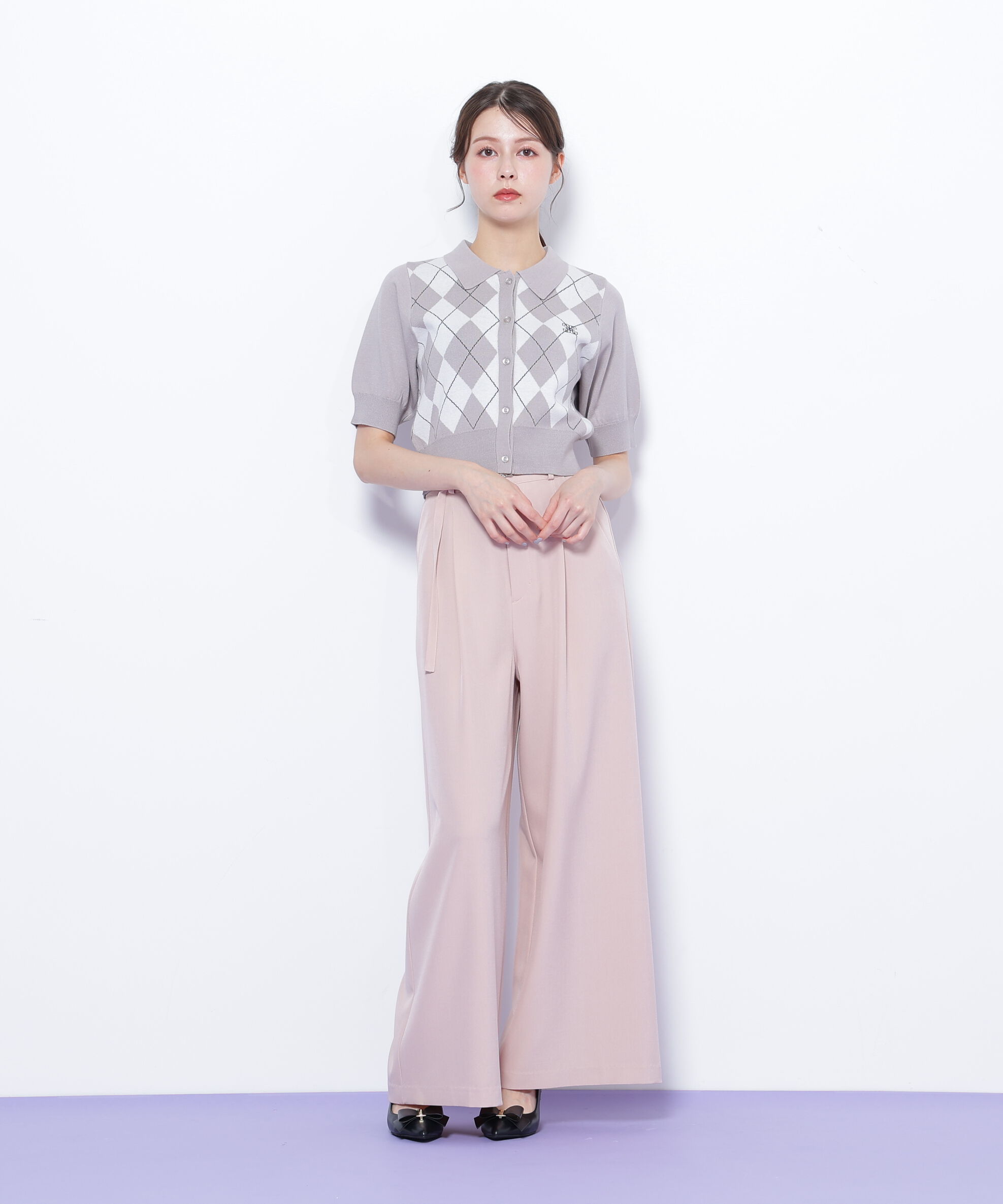  「ポロ衿アーガイルニット」|ニット・セーター|