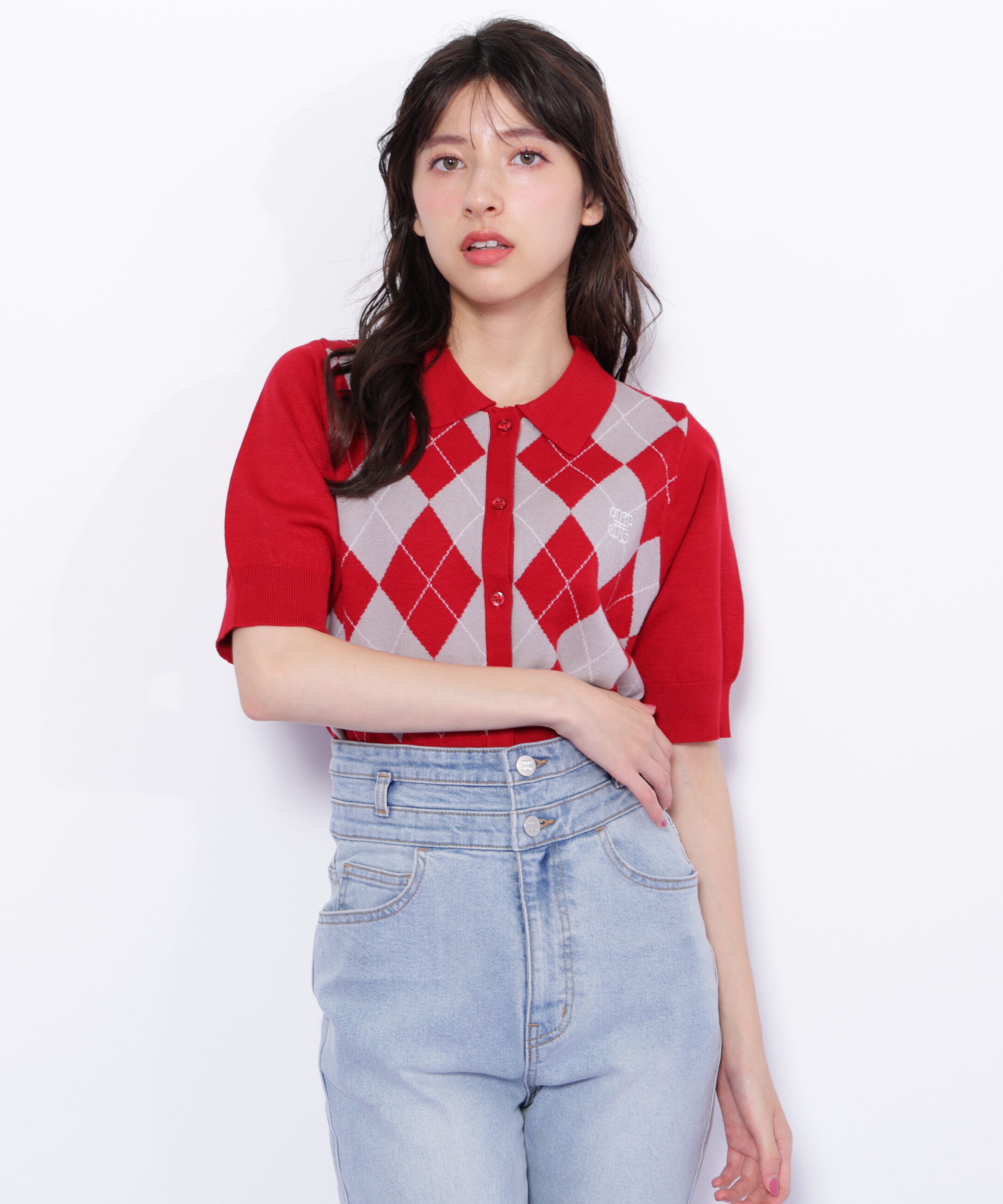  「ポロ衿アーガイルニット」|ニット・セーター|