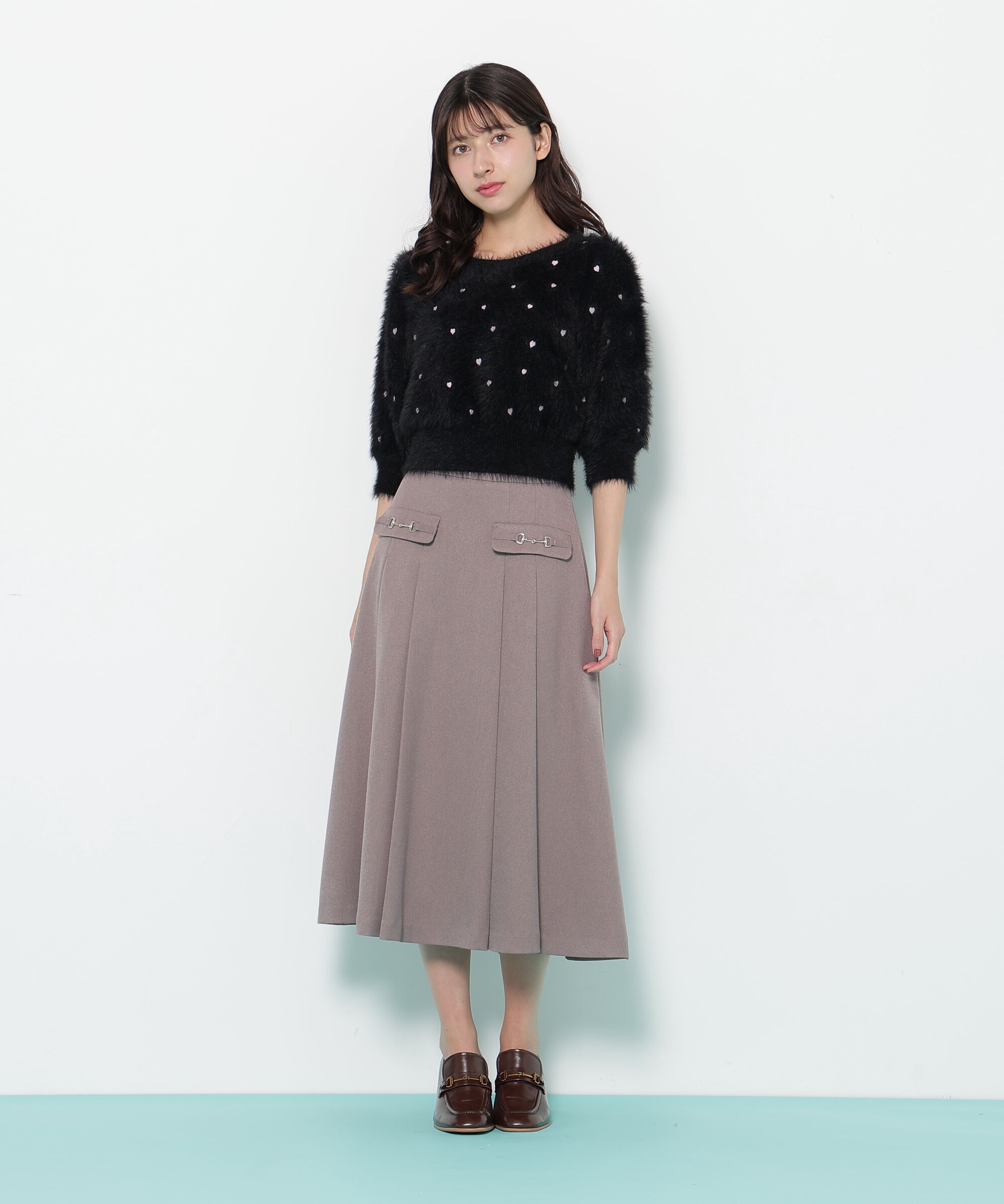  「ウーリッシュフラノタックフレアスカート」|スカート|