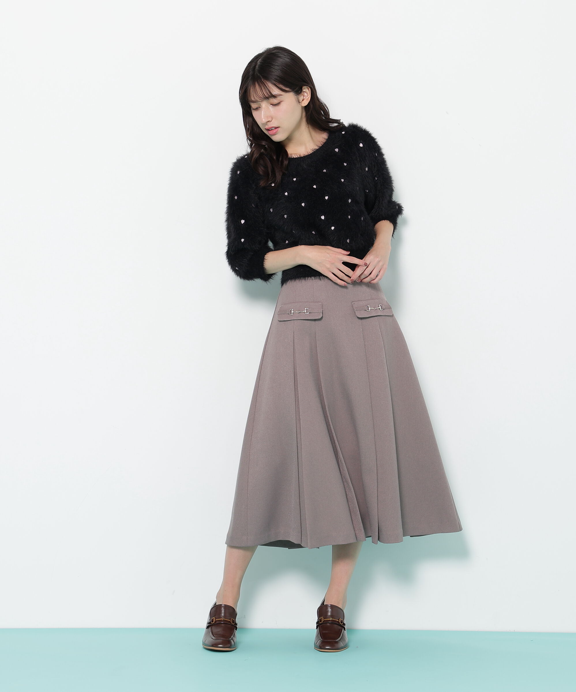  「ウーリッシュフラノタックフレアスカート」|スカート|