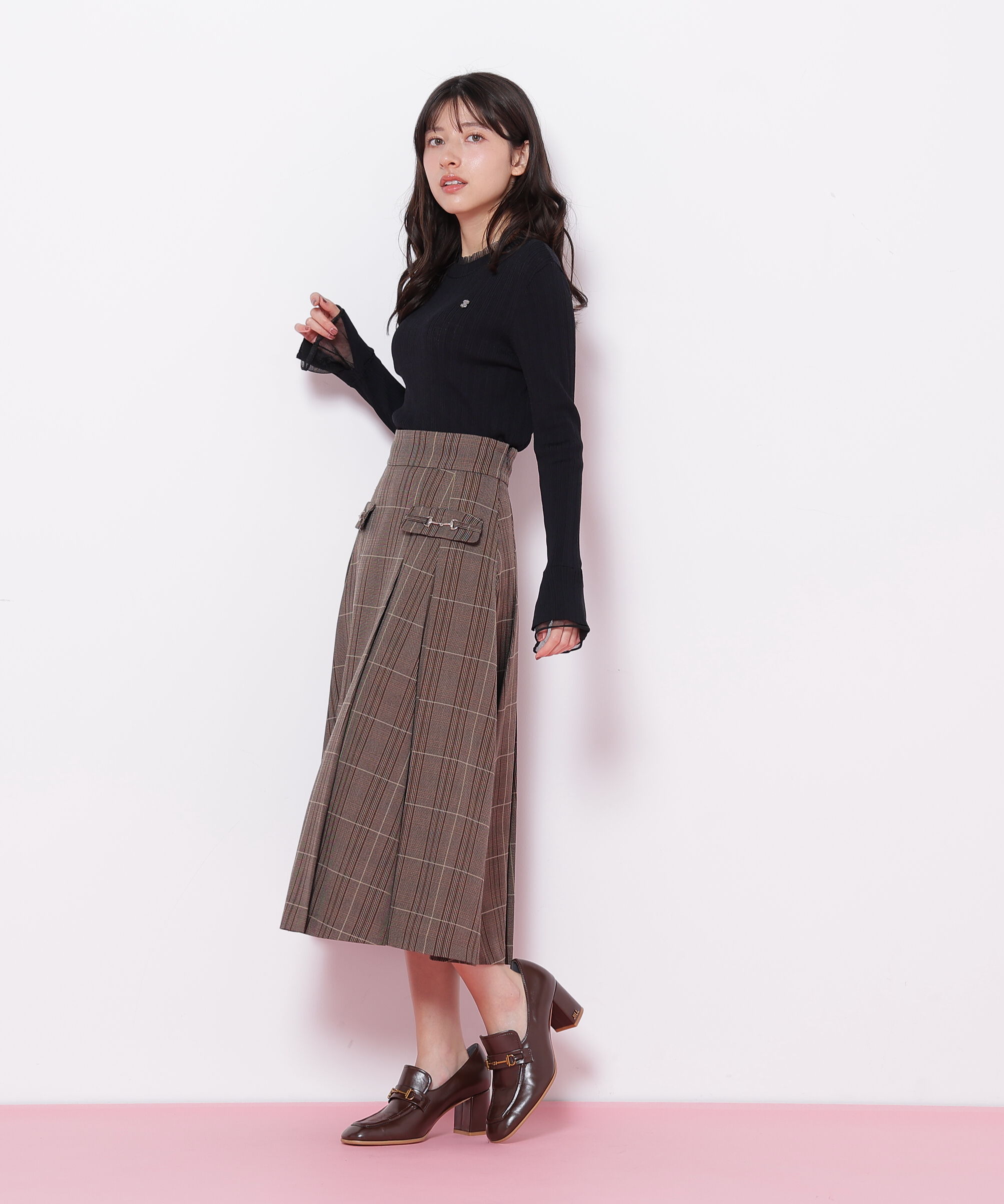  「ウーリッシュフラノタックフレアスカート」|スカート|