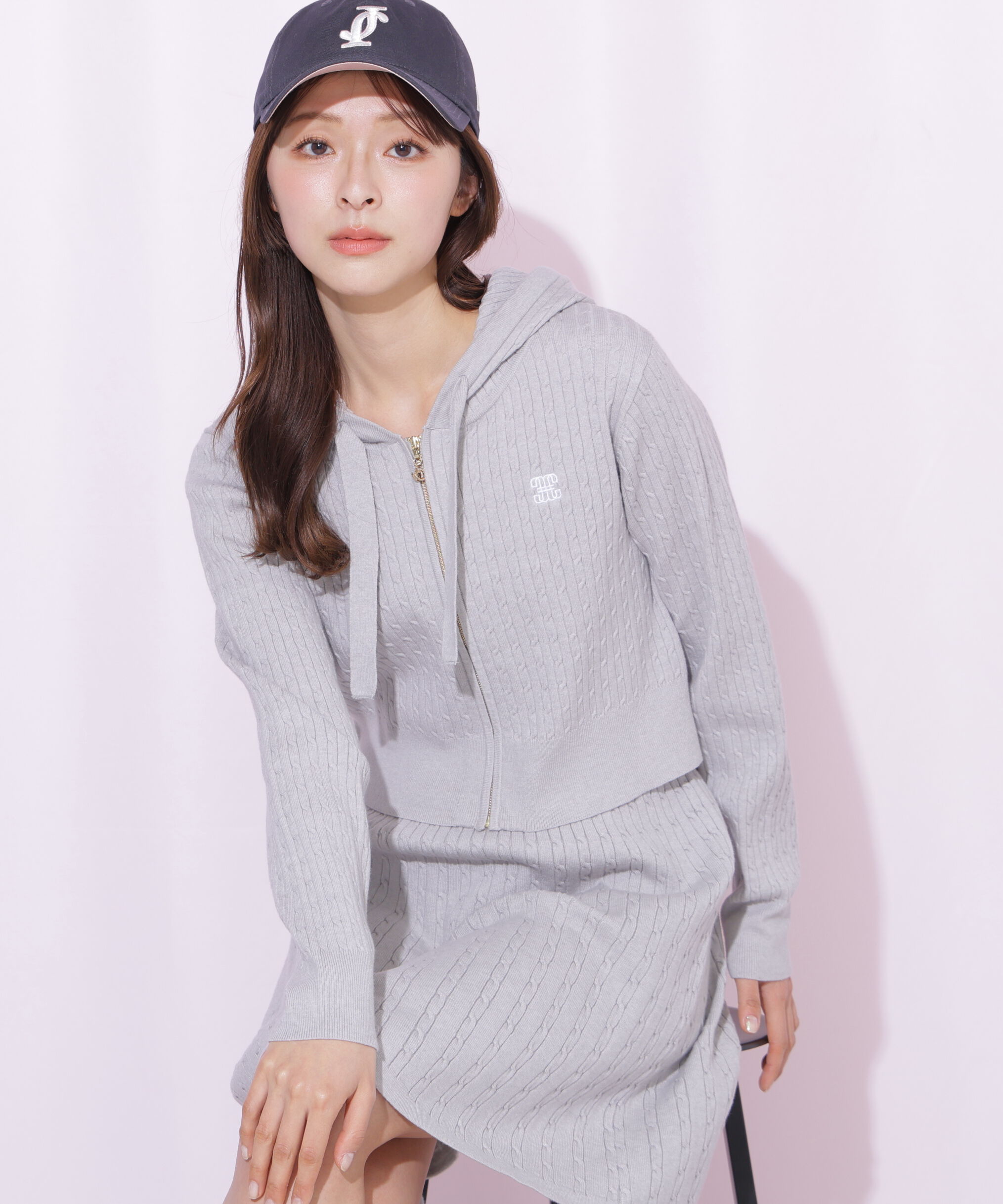  「ケーブルニットパーカーセットアップ」|ワンピース|