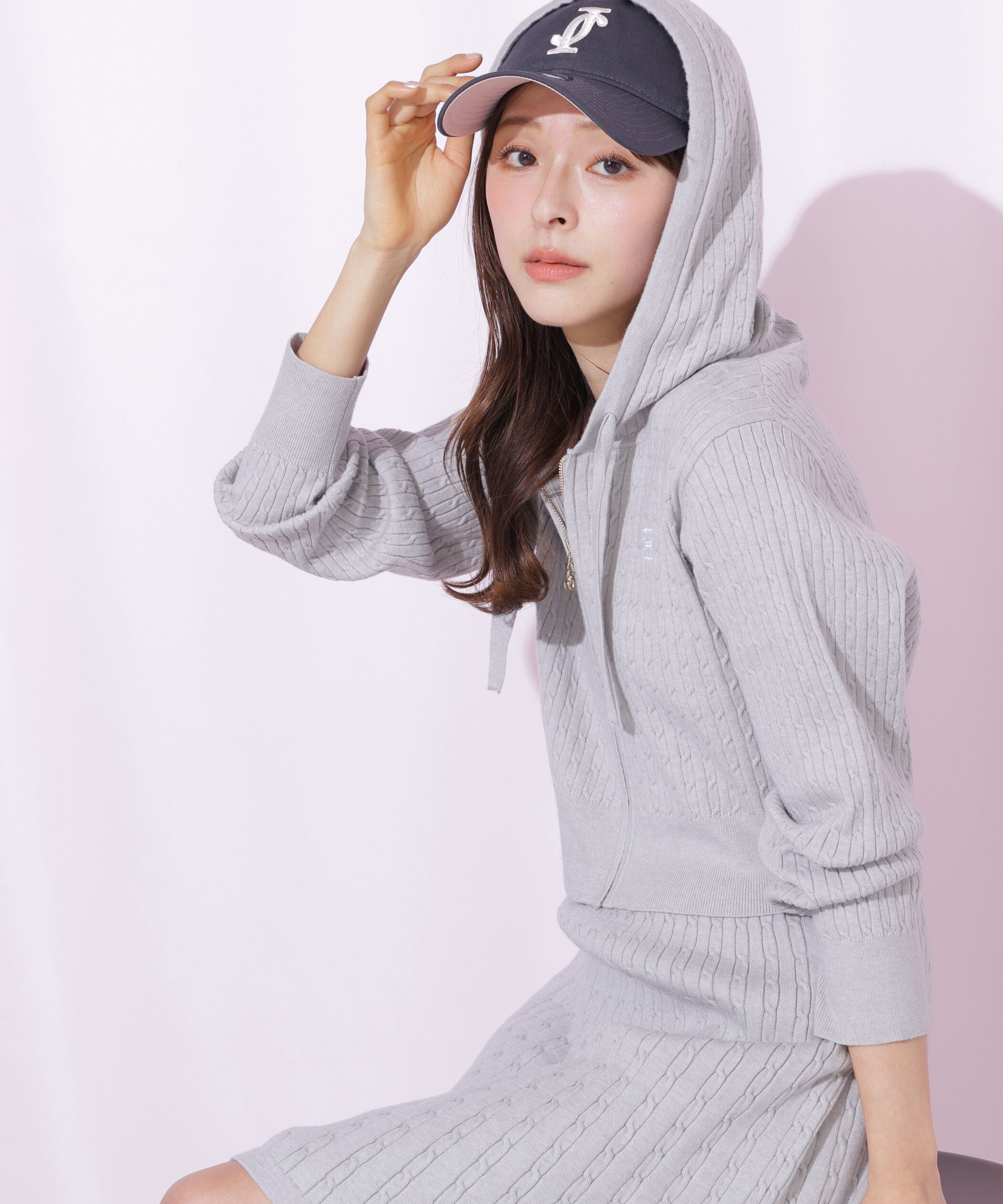  「ケーブルニットパーカーセットアップ」|ワンピース|