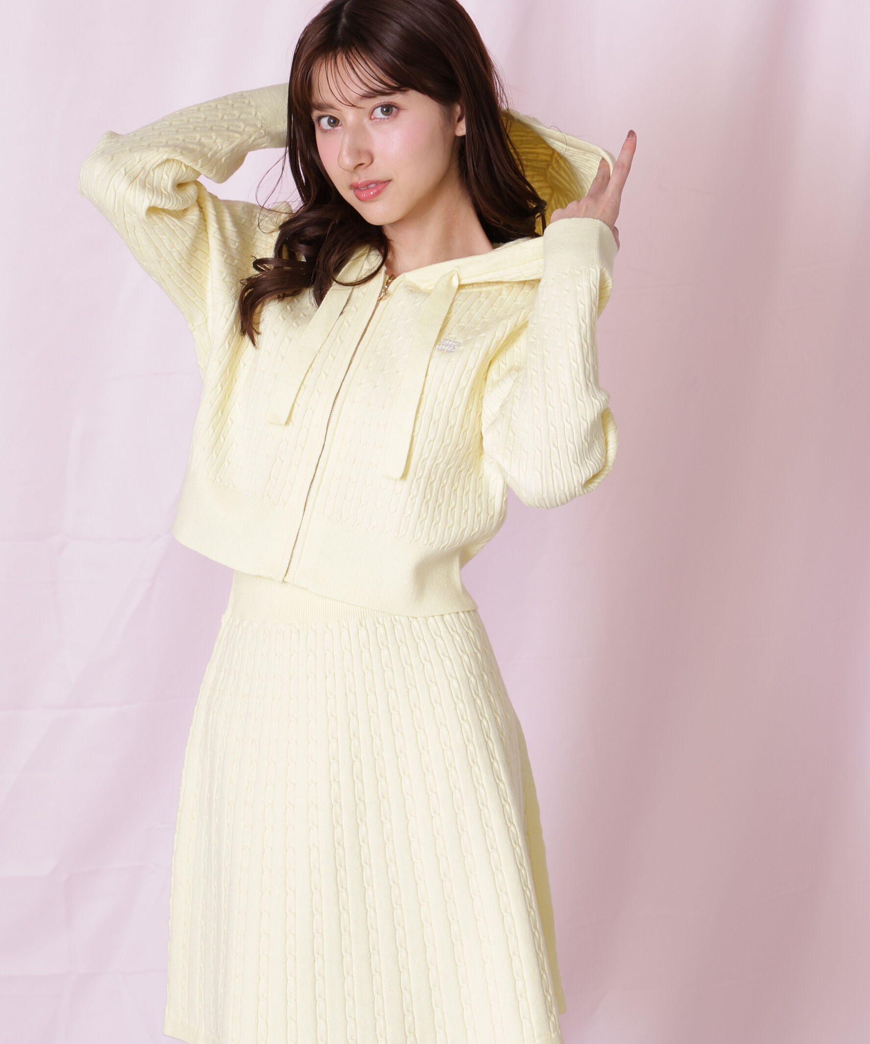  「ケーブルニットパーカーセットアップ」|ワンピース|