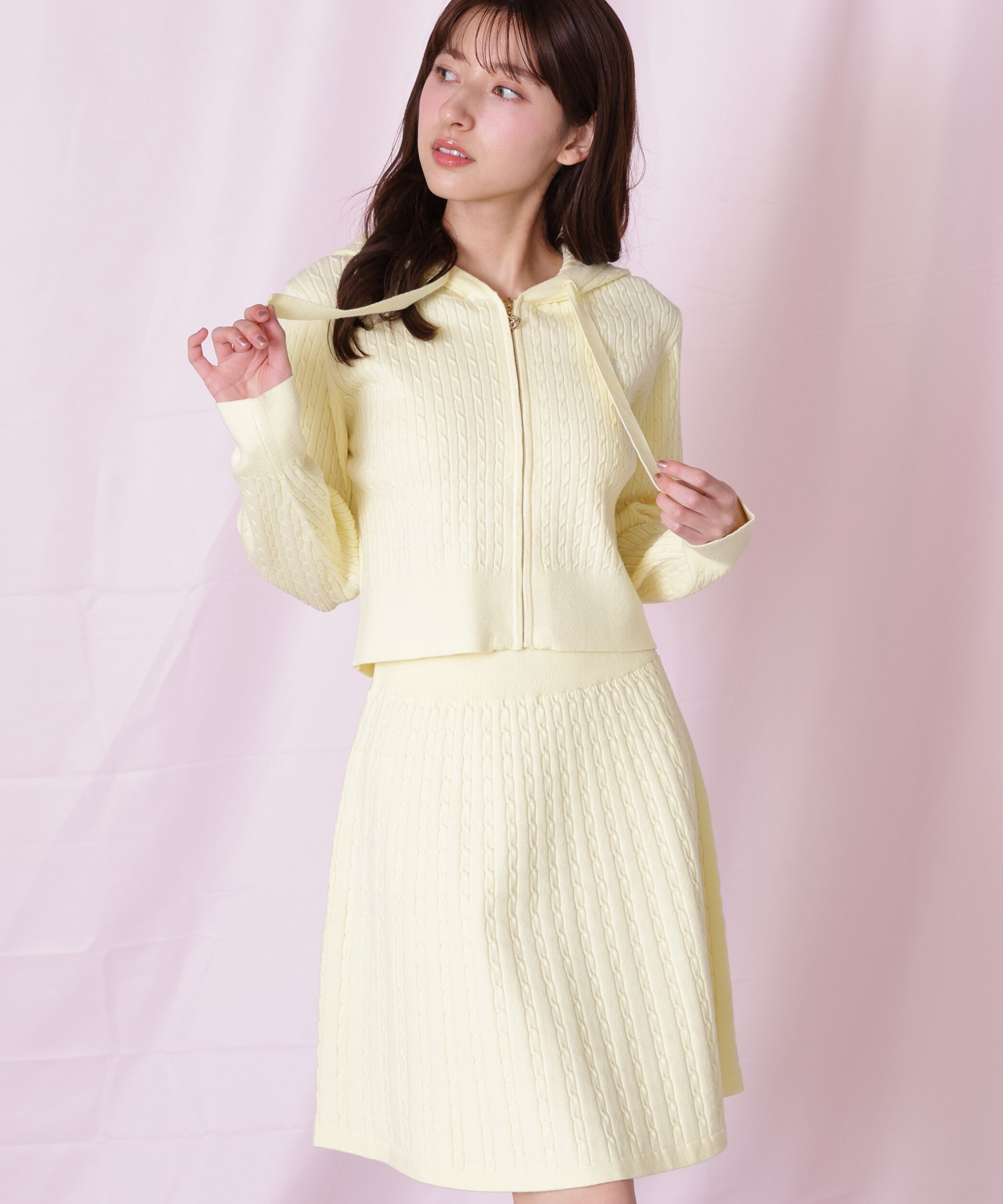  「ケーブルニットパーカーセットアップ」|ワンピース|