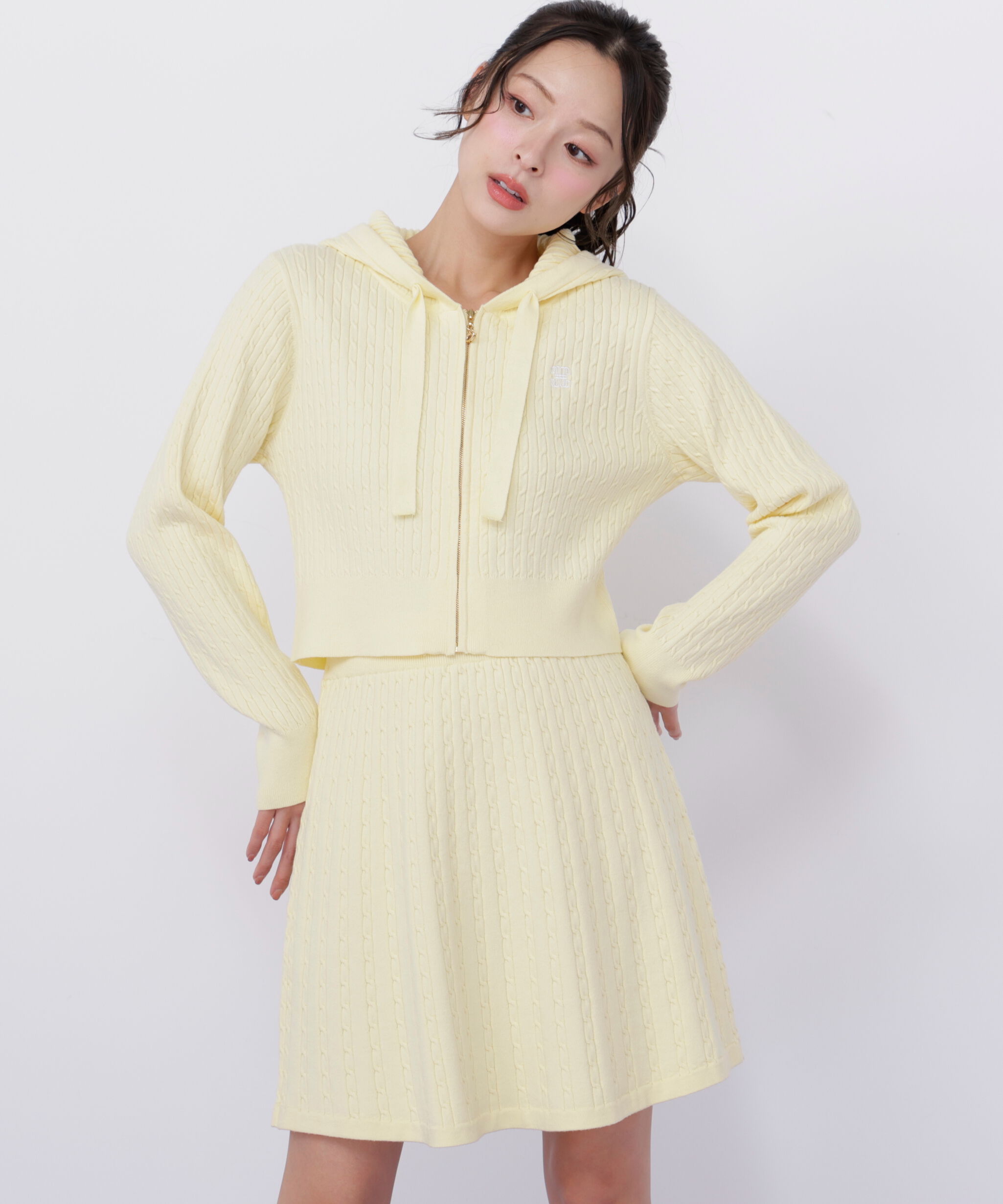  「ケーブルニットパーカーセットアップ」|ワンピース|
