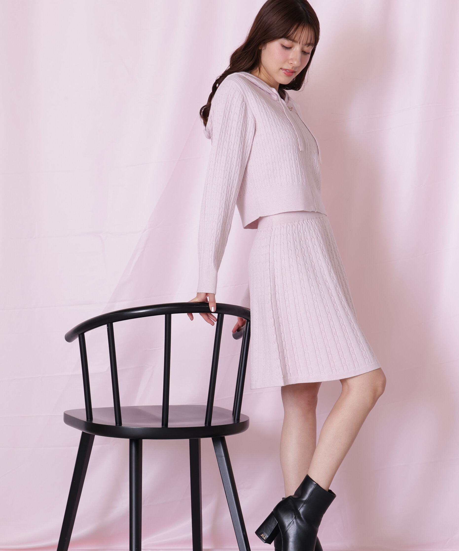  「ケーブルニットパーカーセットアップ」|ワンピース|