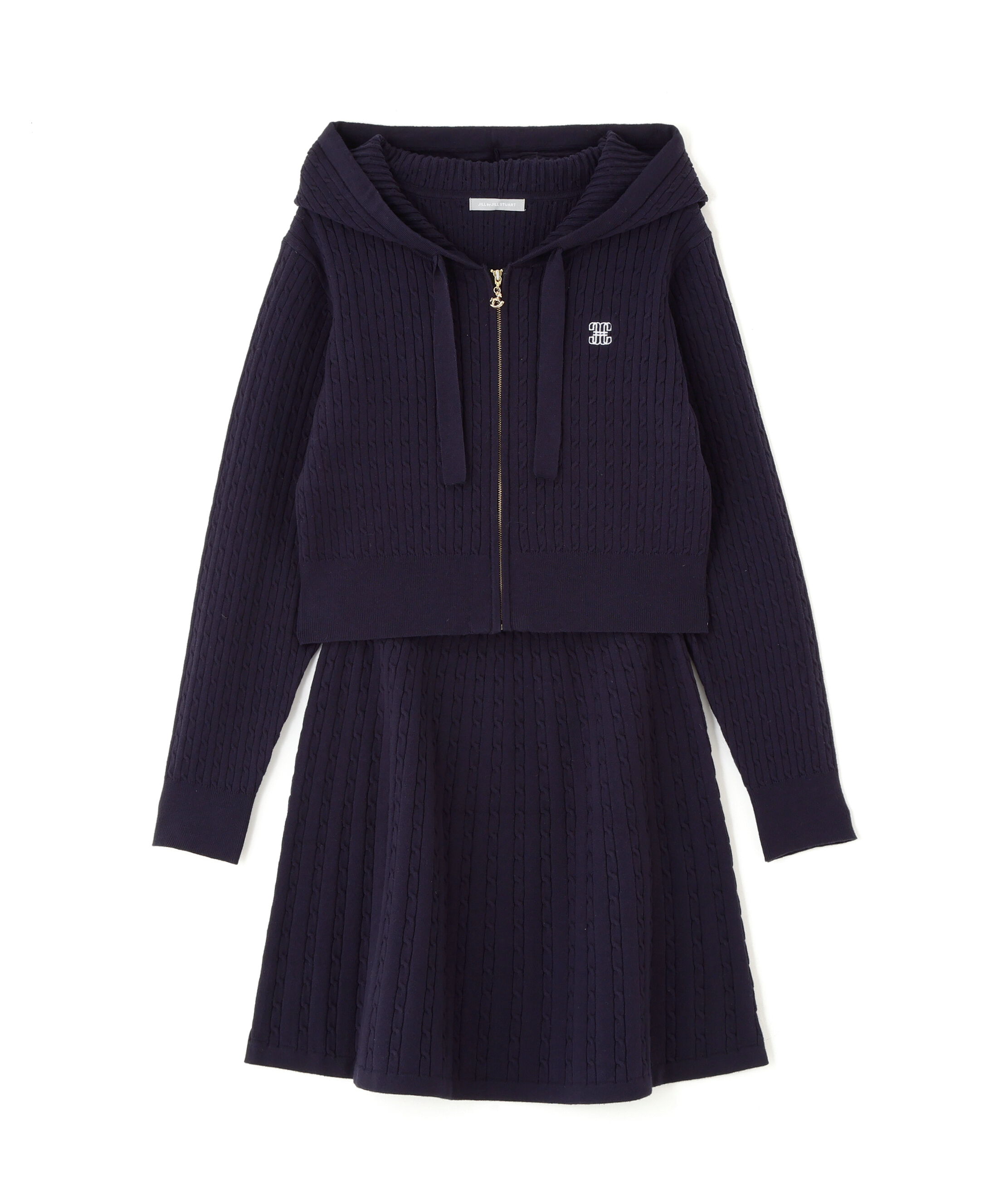  「ケーブルニットパーカーセットアップ」|ワンピース|