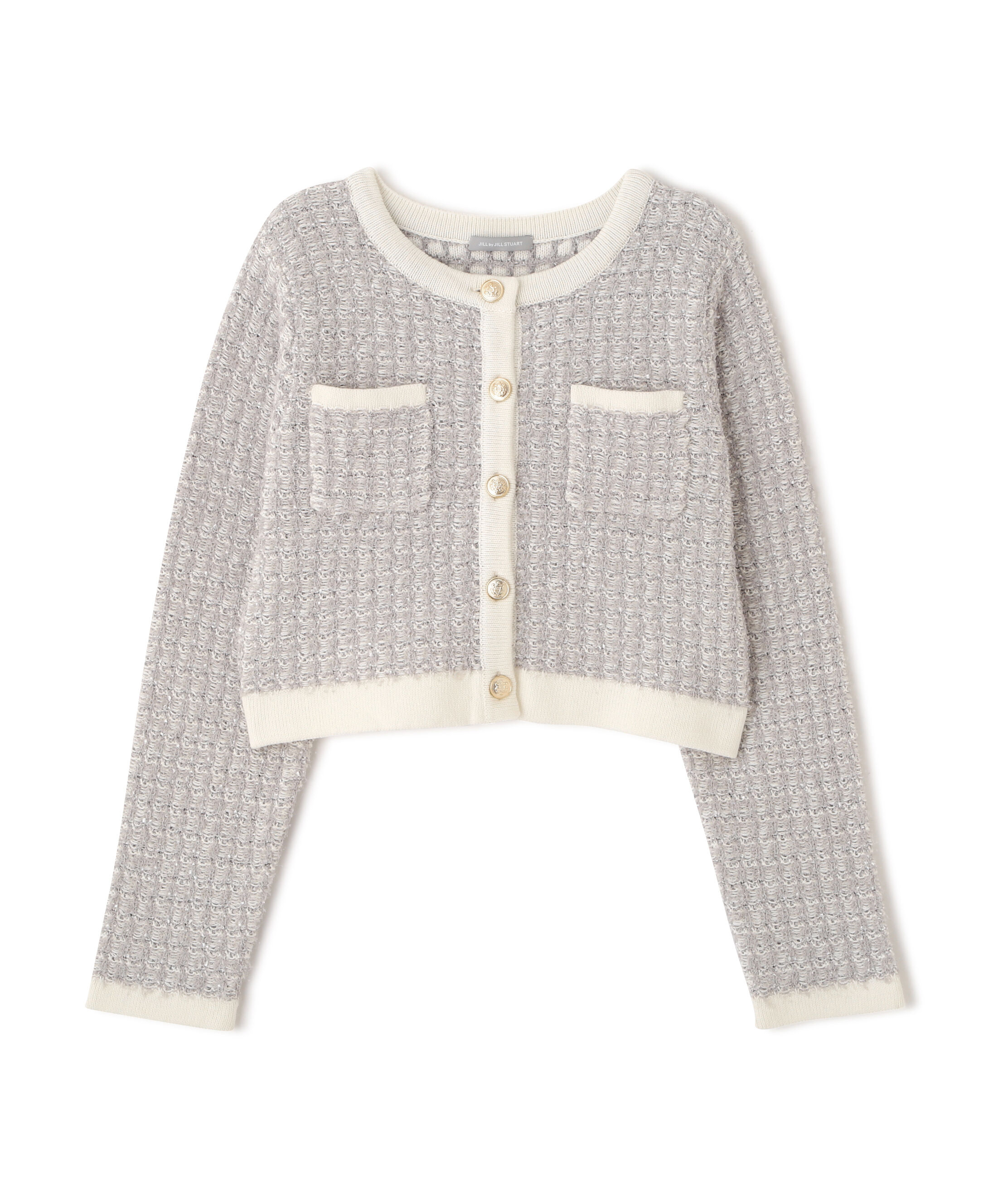  「ミックスツイードニットジャケット」|ニット・セーター|グレー