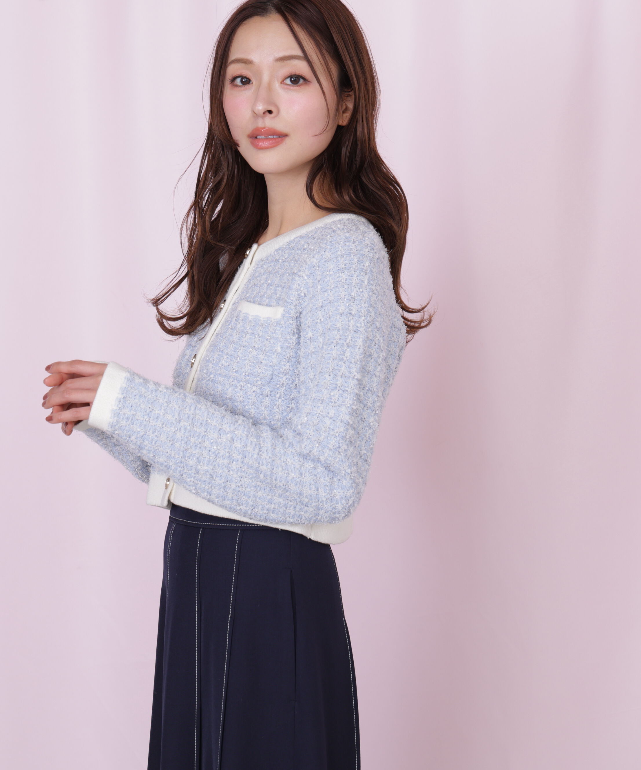  「ミックスツイードニットジャケット」|ニット・セーター|