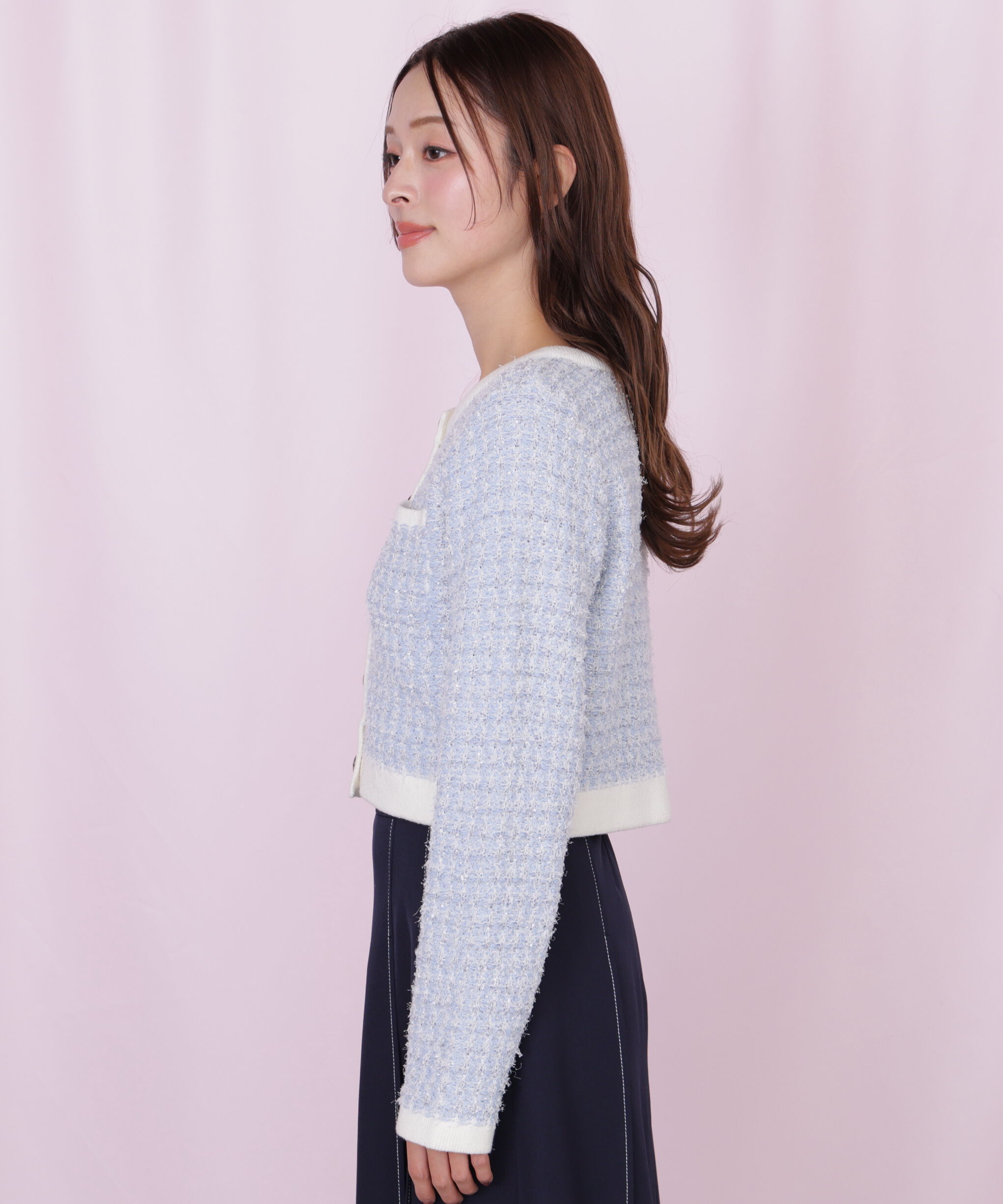  「ミックスツイードニットジャケット」|ニット・セーター|