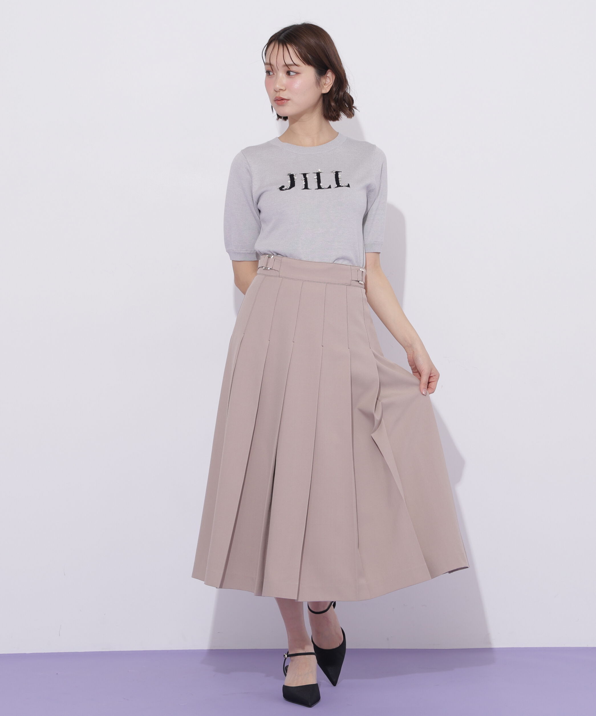  「サイドベルトプリーツスカート」|スカート|