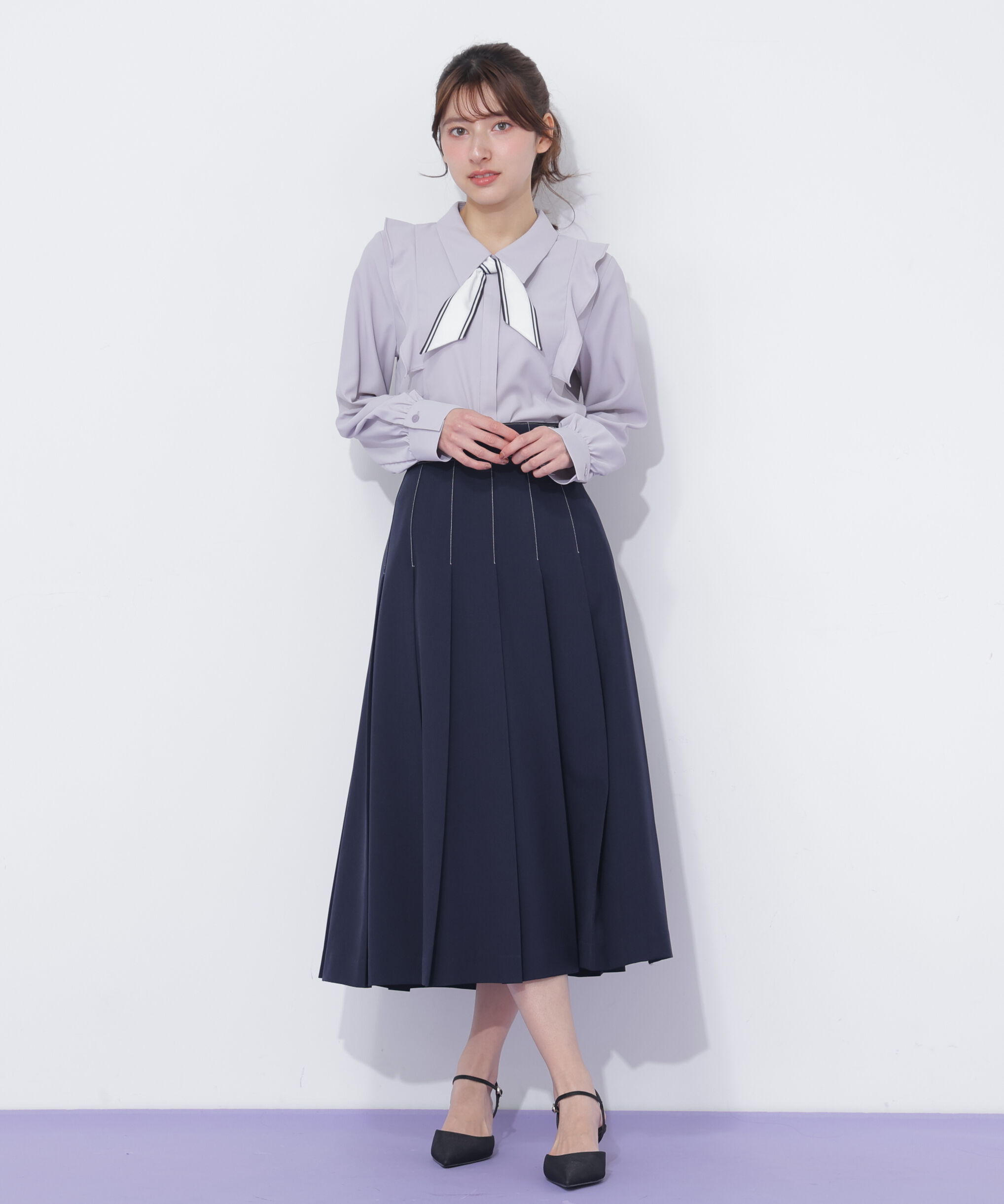  「サイドベルトプリーツスカート」|スカート|