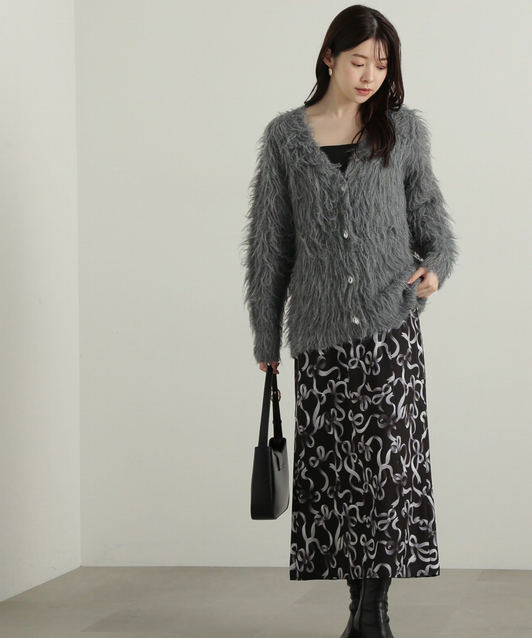 PROPORTION BODY DRESSING「リボン柄ナロースカート　24AW」|スカート|ブラック