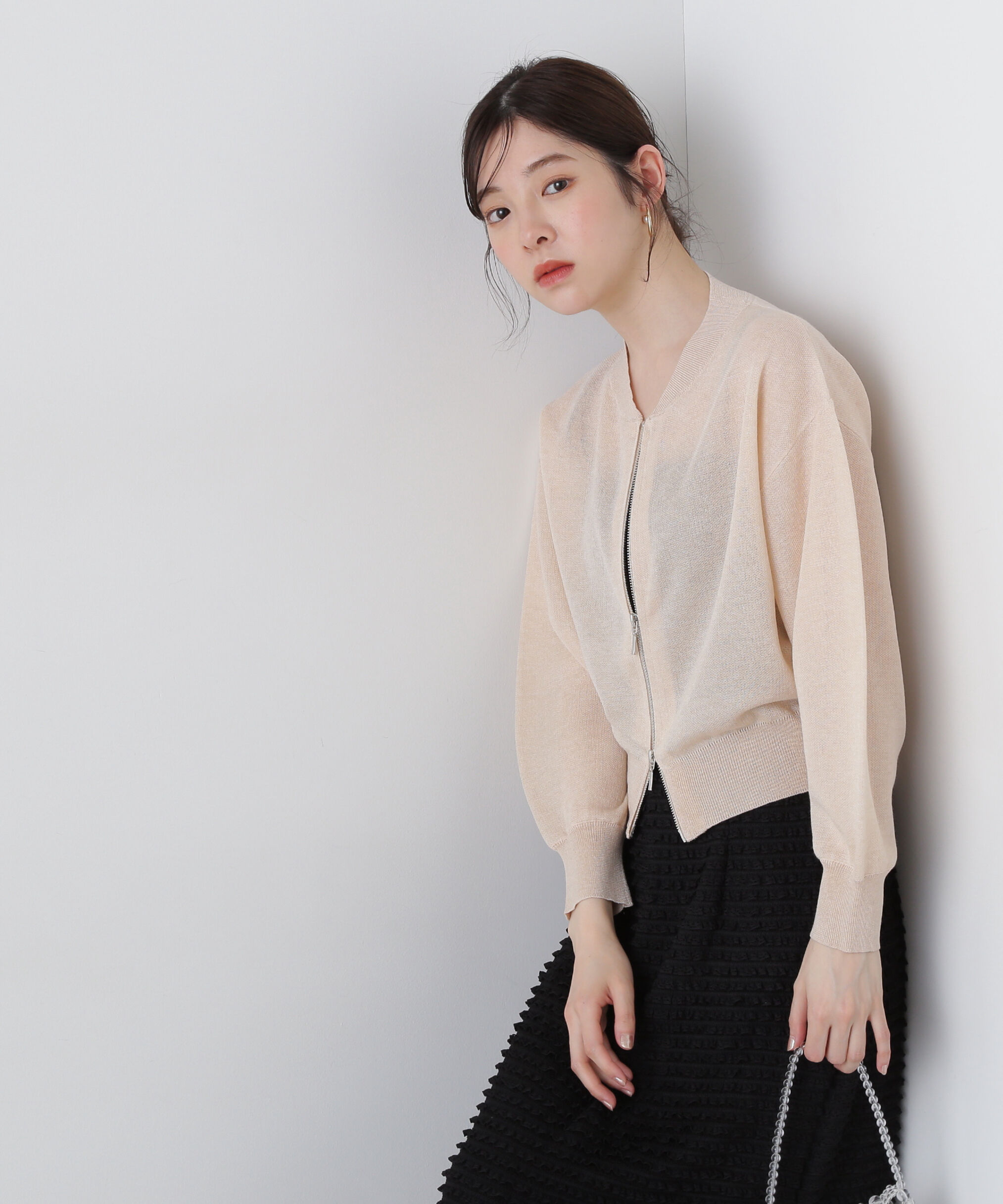 PROPORTION BODY DRESSING「シアーニットブルゾン」|ブルゾン・スタジャン|