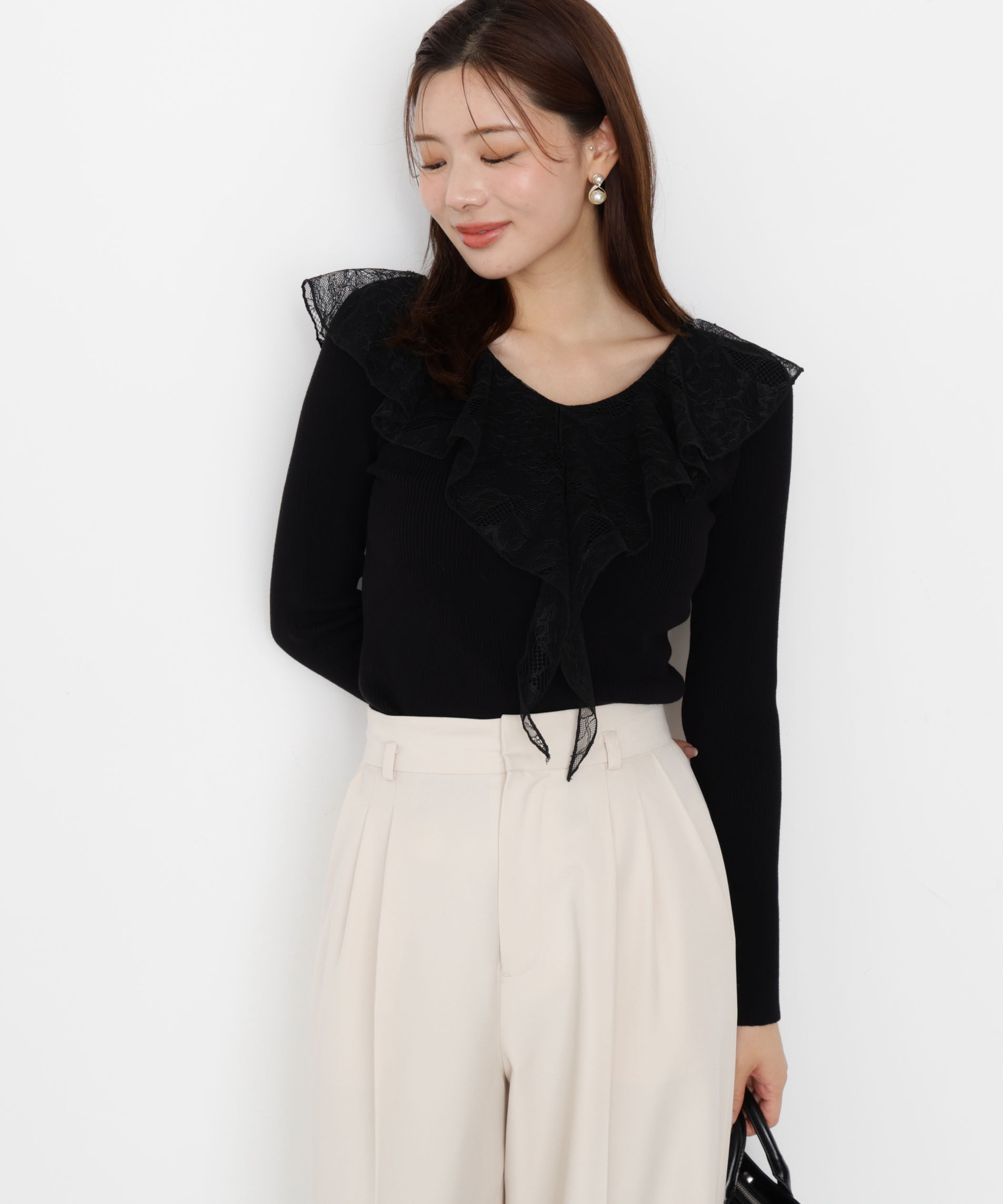 PROPORTION BODY DRESSING「レースフリルニット 25AW」|ニット・セーター|
