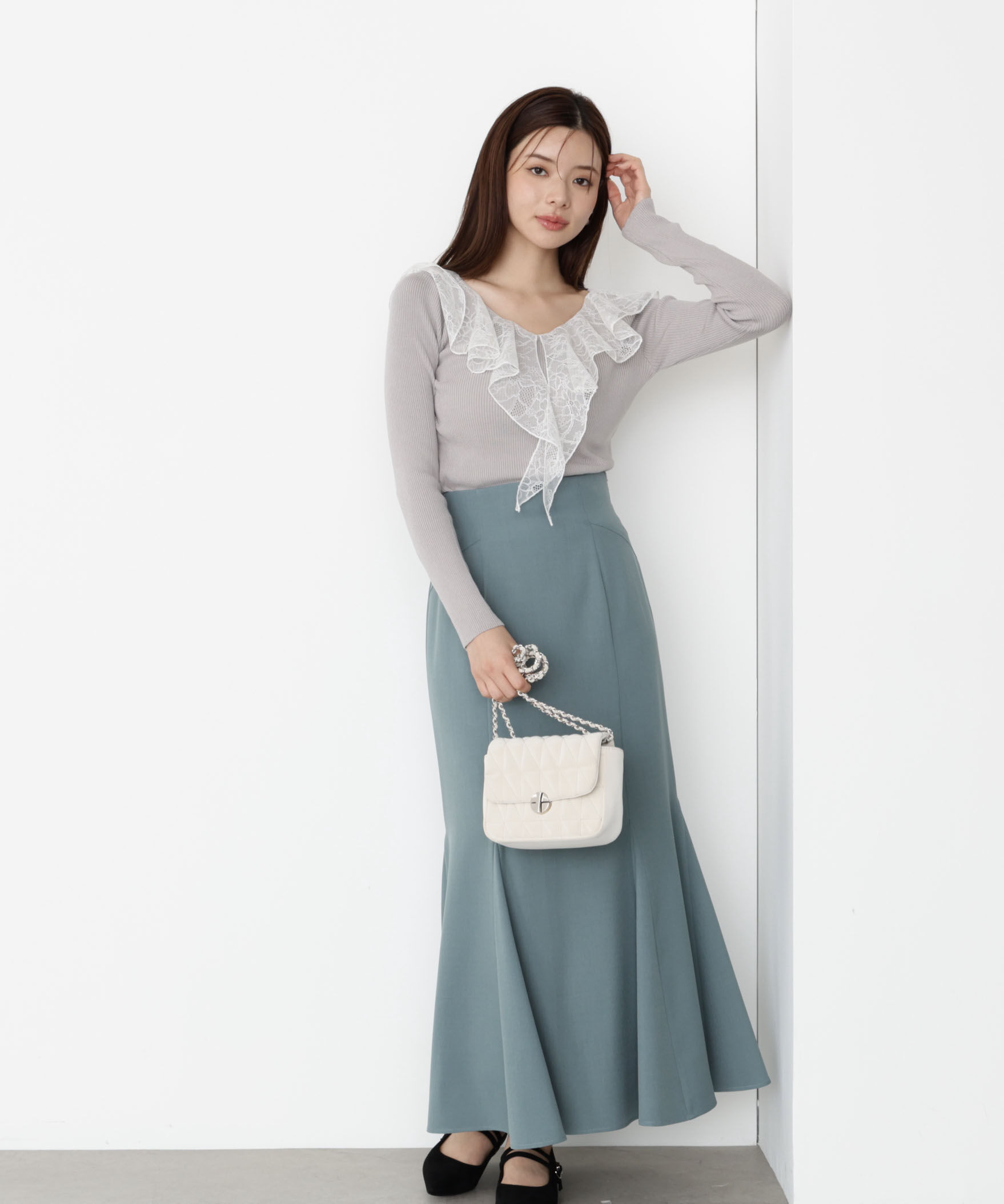 PROPORTION BODY DRESSING「レースフリルニット 25AW」|ニット・セーター|