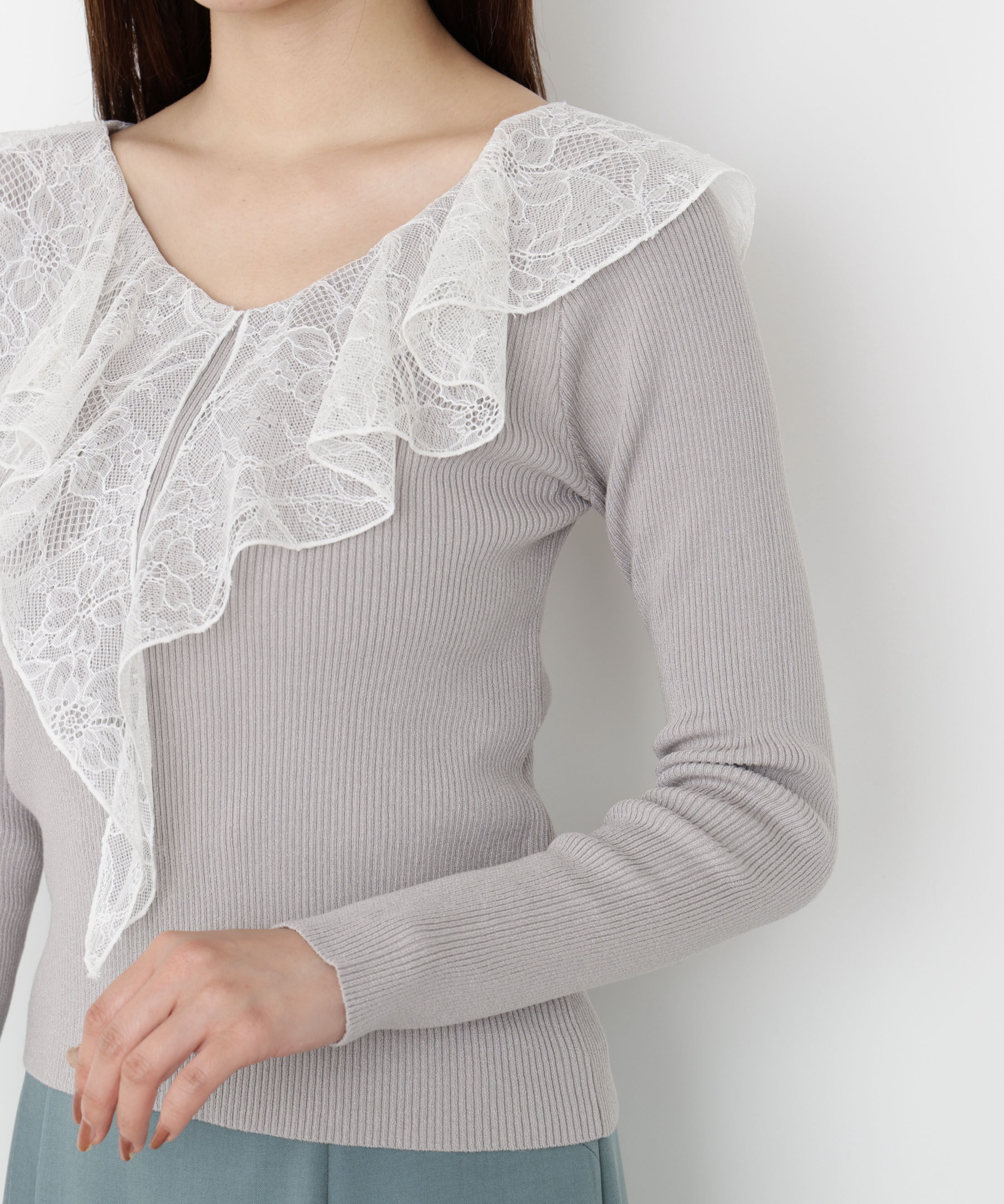 PROPORTION BODY DRESSING「レースフリルニット 25AW」|ニット・セーター|