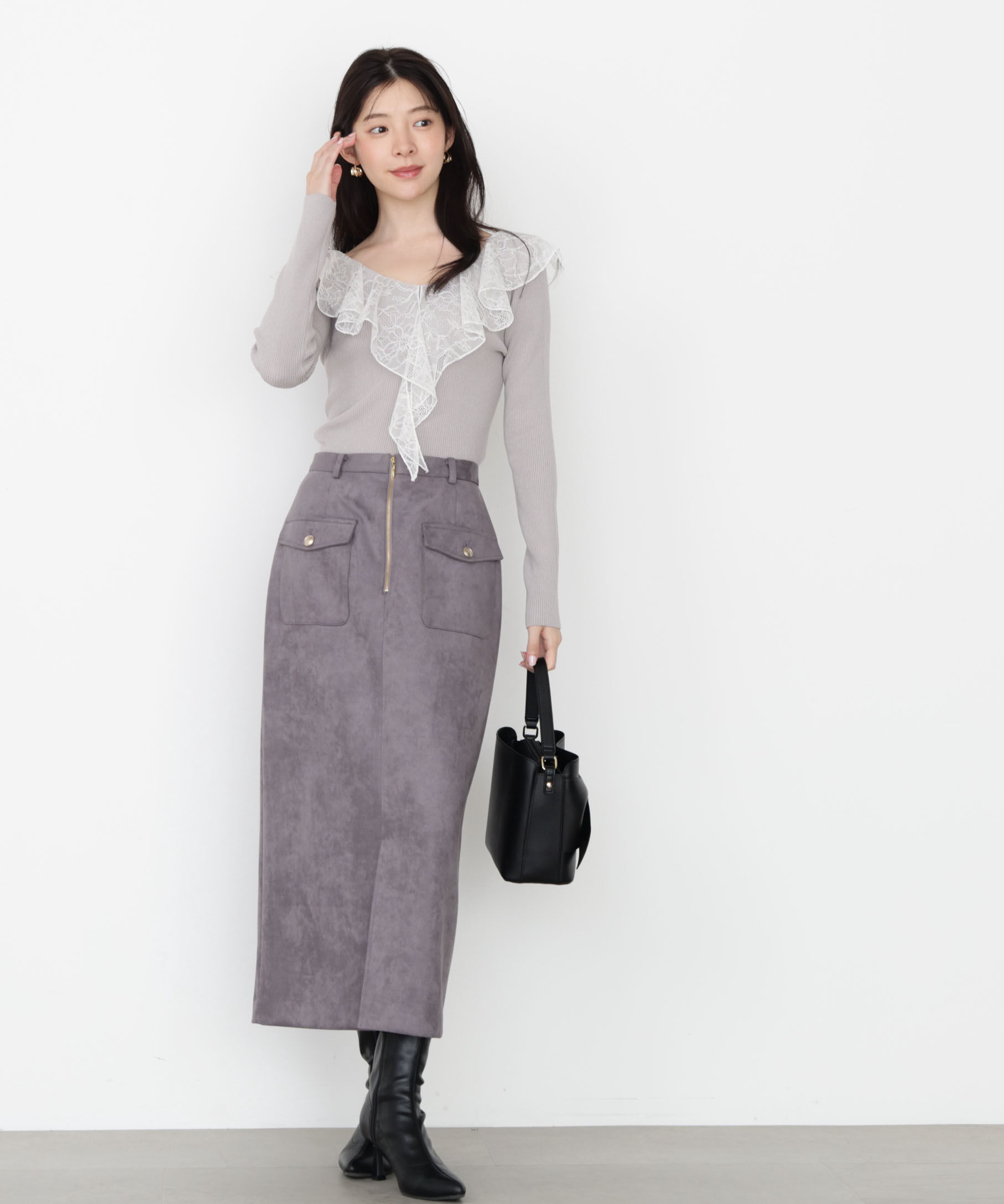 PROPORTION BODY DRESSING「レースフリルニット 25AW」|ニット・セーター|