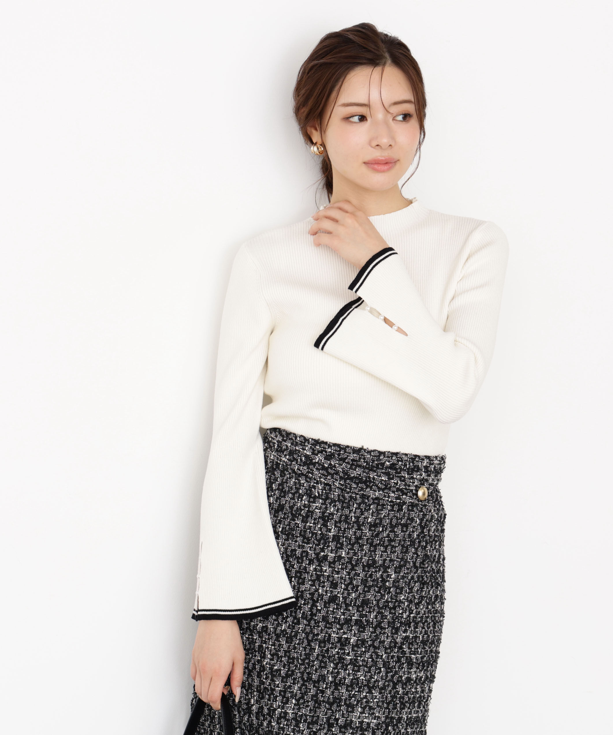 PROPORTION BODY DRESSING「＜ハンドウォッシャブル＞スタンドネックリブニット 25AW」|ニット・セーター|エクリュ1