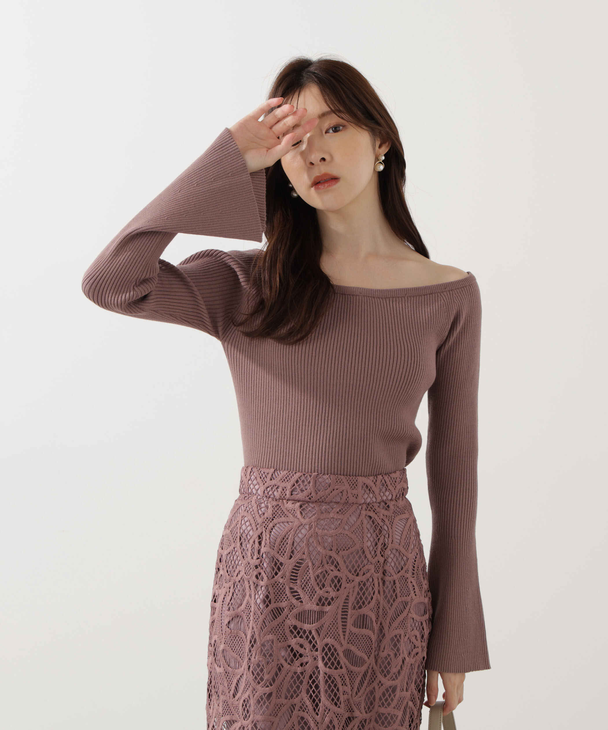 PROPORTION BODY DRESSING「フェイクファー付きオフショルニット 25AW」|ニット・セーター|