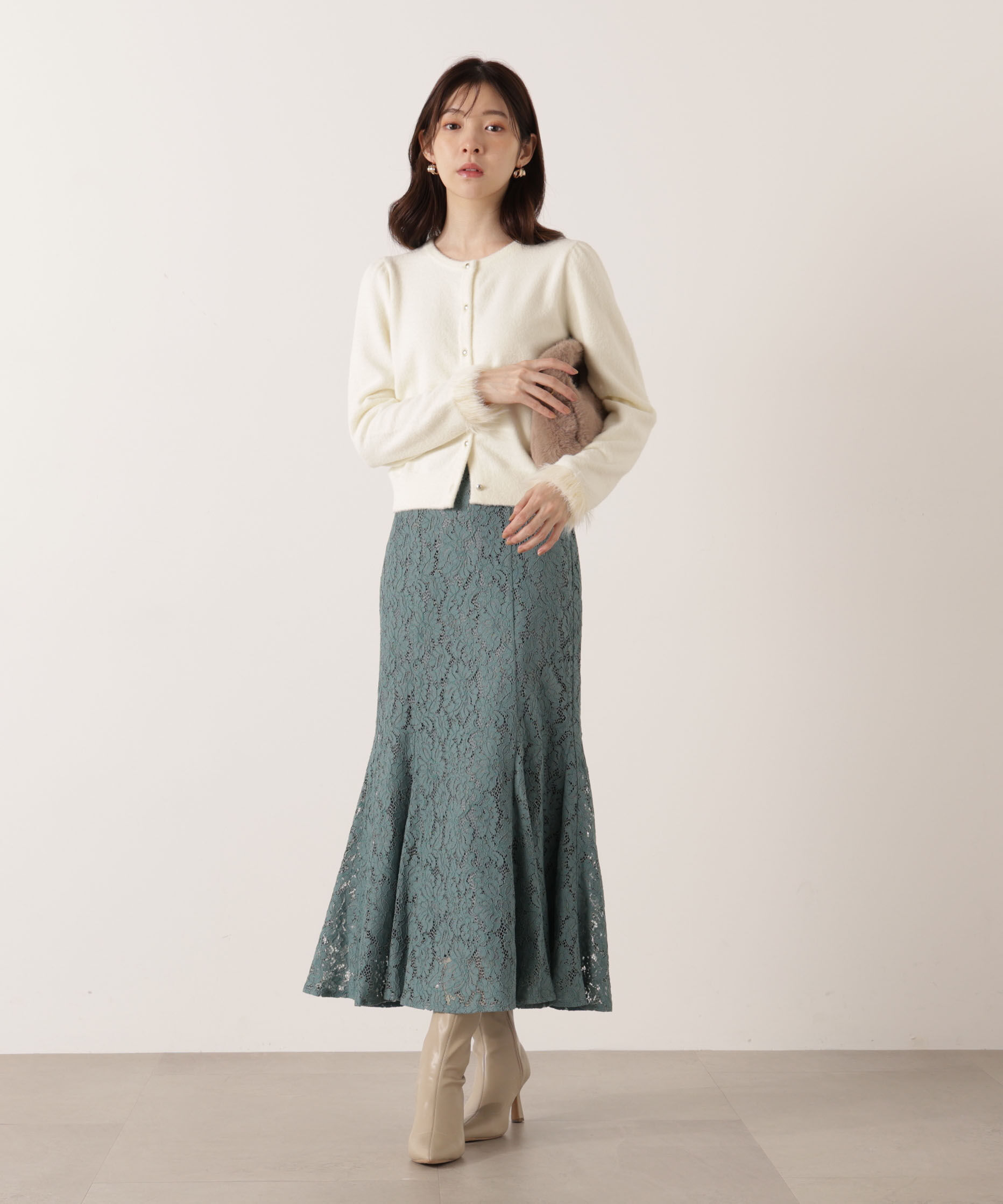 PROPORTION BODY DRESSING「レースマーメイドスカート 25AW」|スカート|ブルー