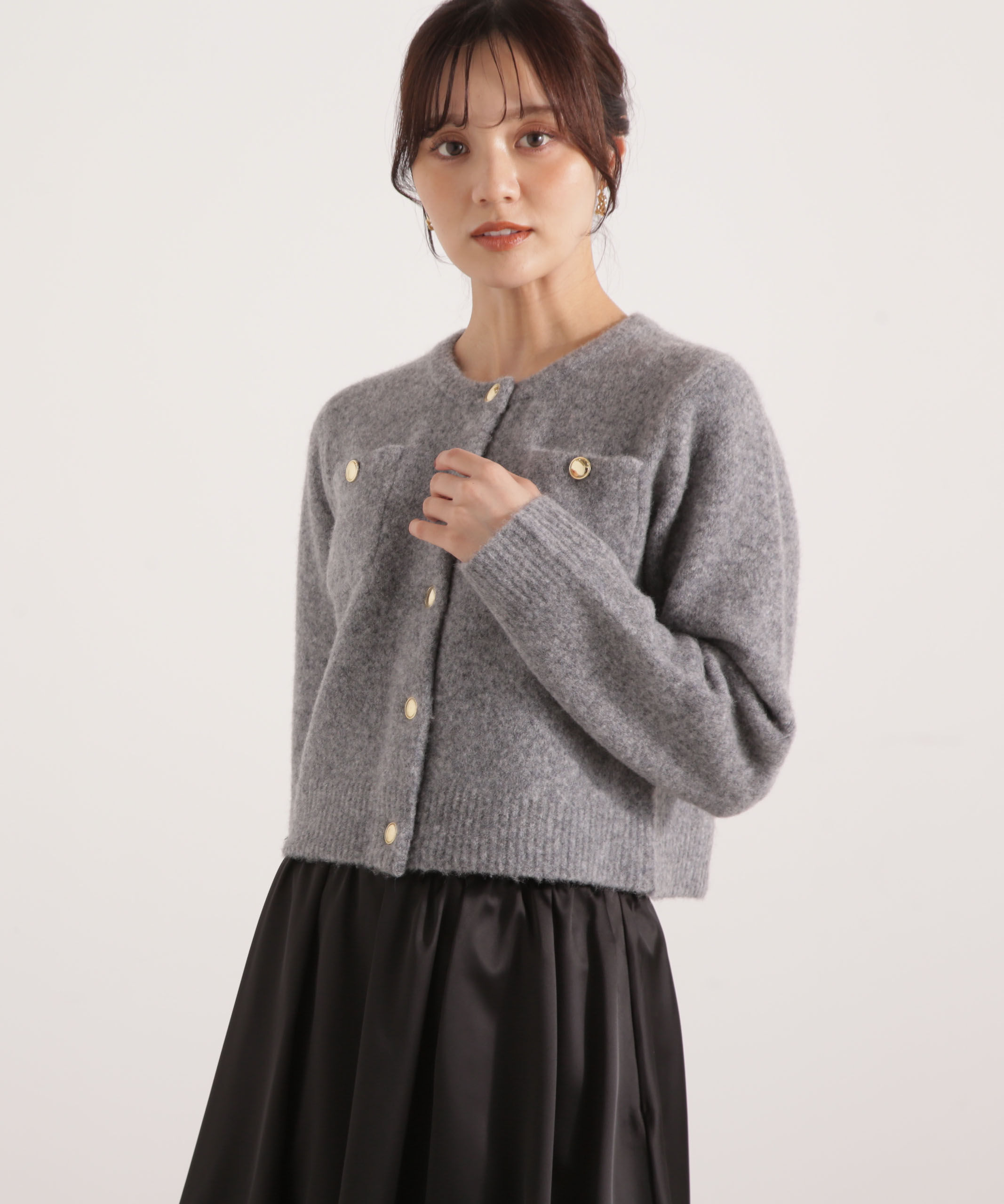 PROPORTION BODY DRESSING「釦POINTウール混カーディガン 25AW」|カーディガン|