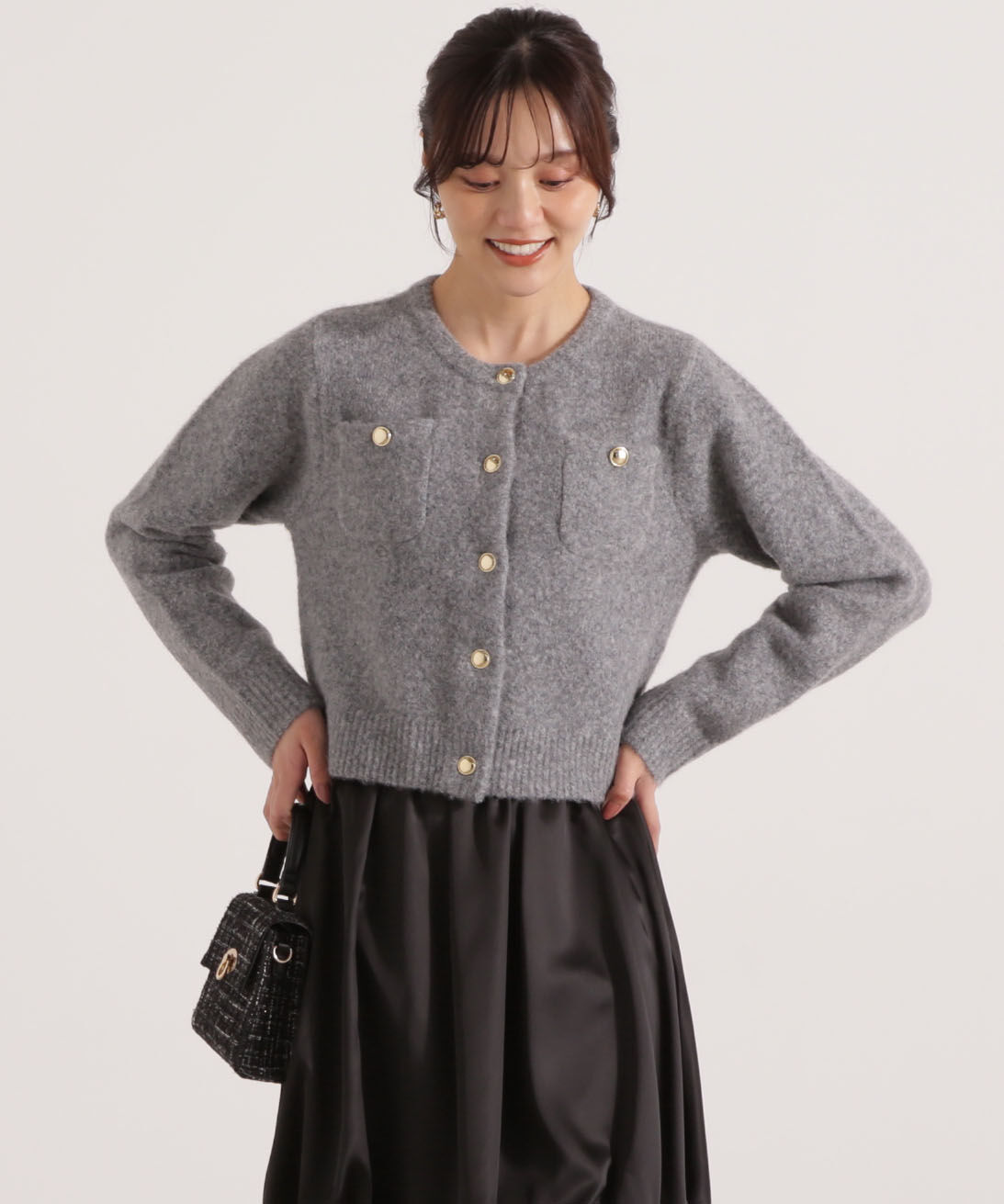 PROPORTION BODY DRESSING「釦POINTウール混カーディガン 25AW」|カーディガン|