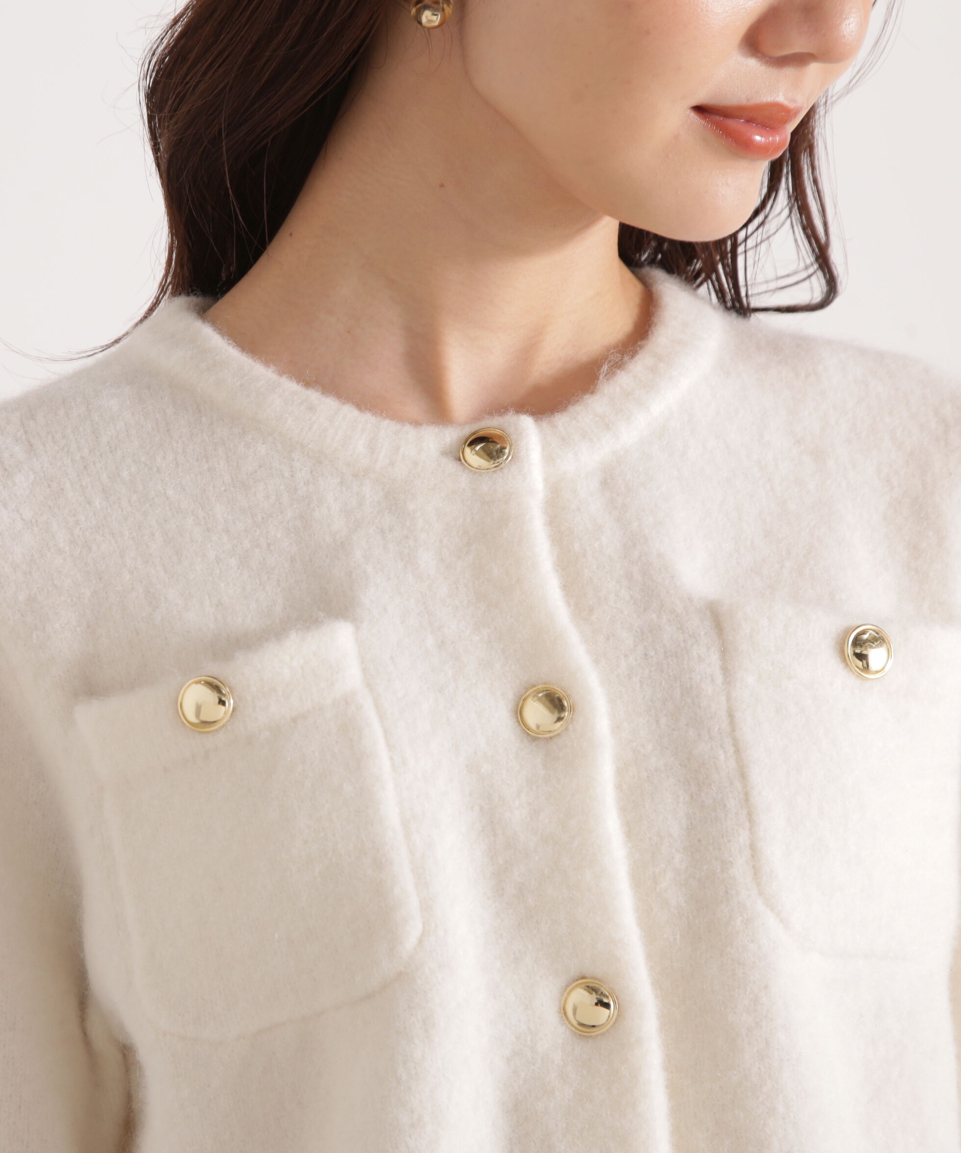 PROPORTION BODY DRESSING「釦POINTウール混カーディガン 25AW」|カーディガン|