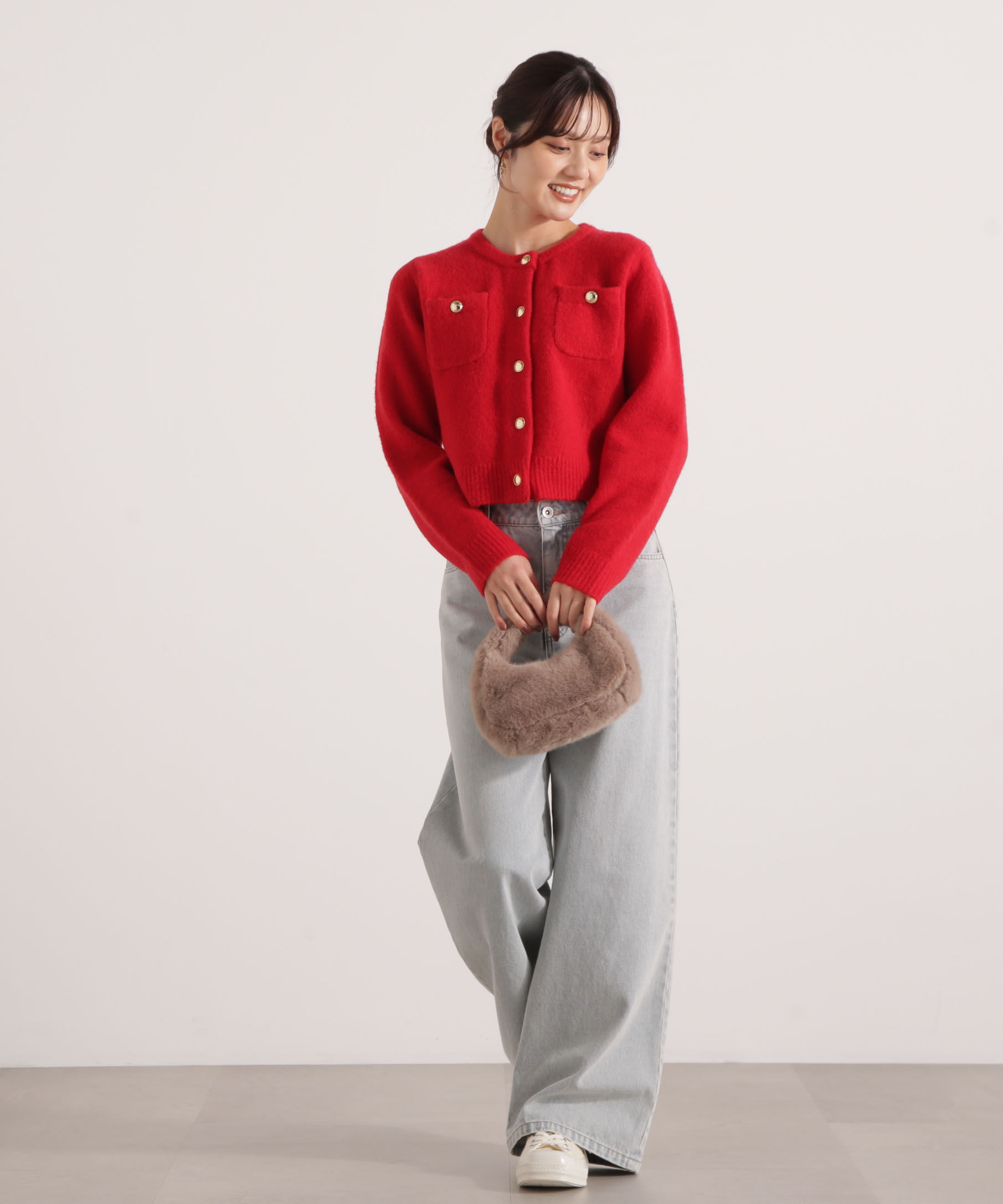 PROPORTION BODY DRESSING「釦POINTウール混カーディガン 25AW」|カーディガン|