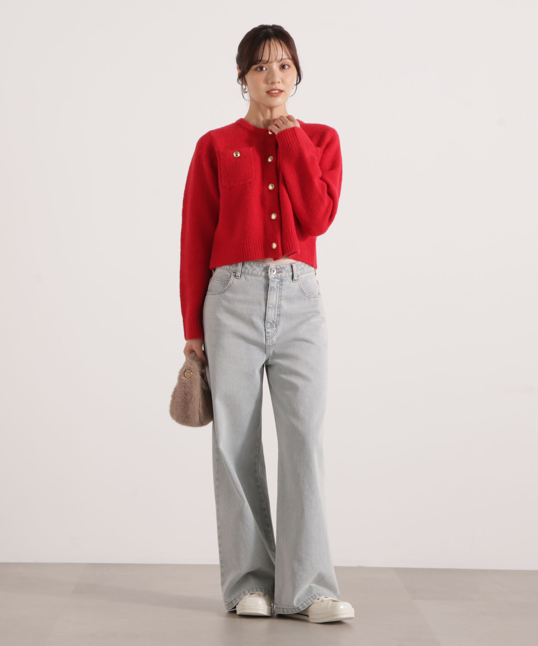 PROPORTION BODY DRESSING「釦POINTウール混カーディガン 25AW」|カーディガン|